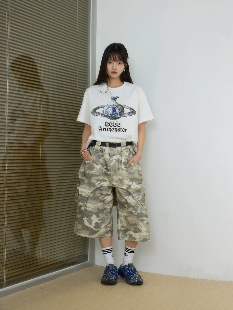 “瓷西太后”| eeee设计师款恶搞短袖宽松复古青花瓷印花T恤夏季