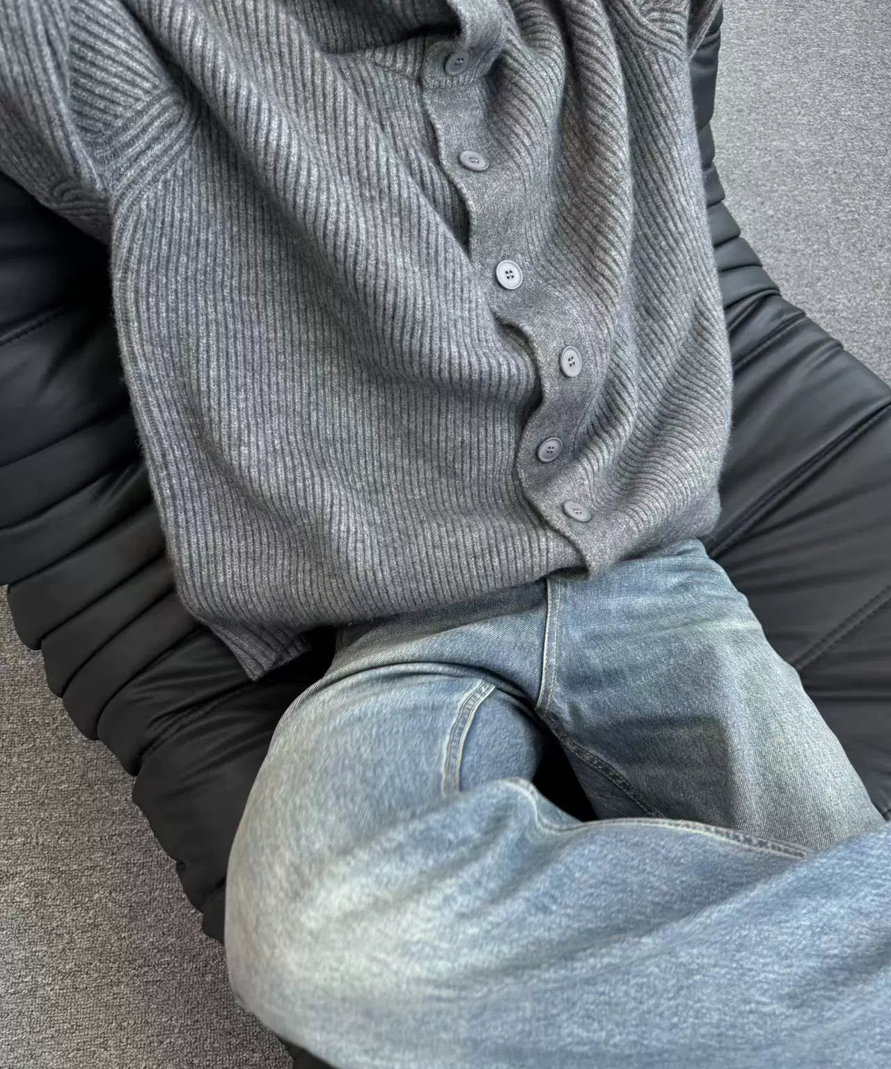 三色高领纽扣开衫毛衣休闲宽松百搭长袖男女美拉德TERRAINCOGNITA