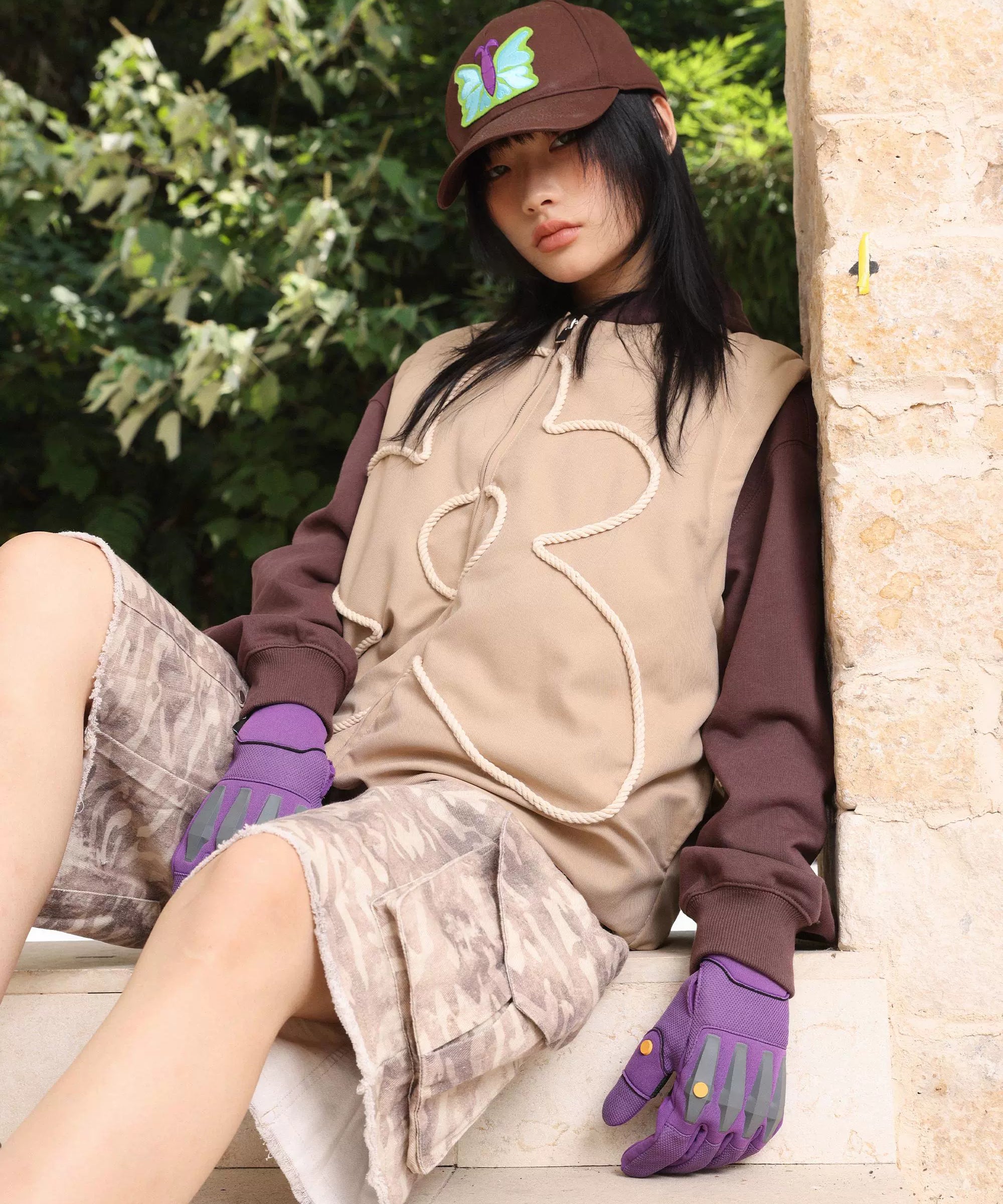 eeeeArtmonster绳绣花朵背心棉马甲加厚保暖坎肩外搭棉服无袖外套