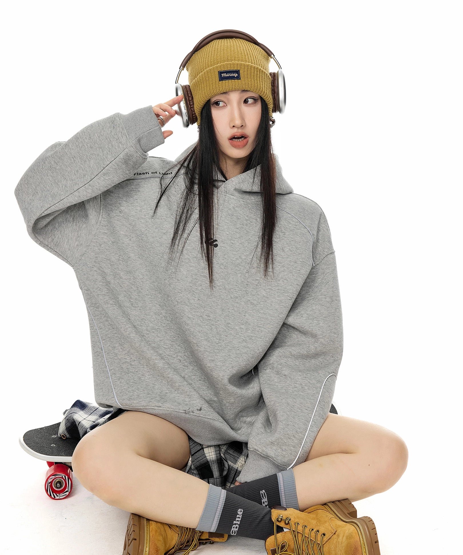 ICH MODE 美式复古宽松连帽卫衣女新款秋冬宽松运动上衣帽衫外套