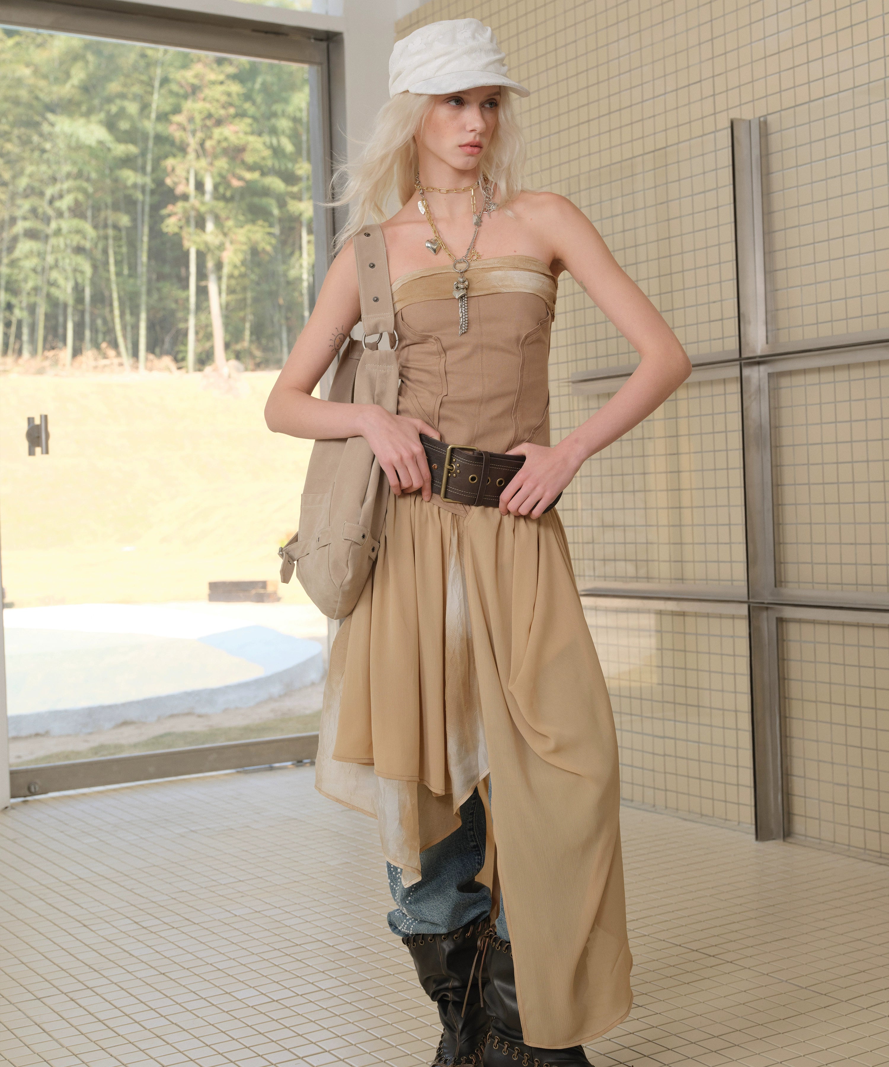 2th Desire蕾丝复古小众扭扭褶皱轻薄透气报童帽大头围堆堆帽