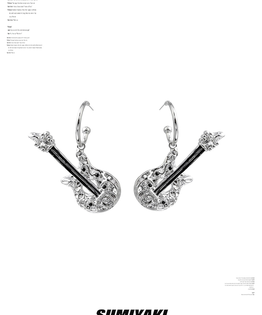 音乐节bi备！SUMIYAKI"五杀摇滚"吉他系列s925耳环朋克摇滚耳饰