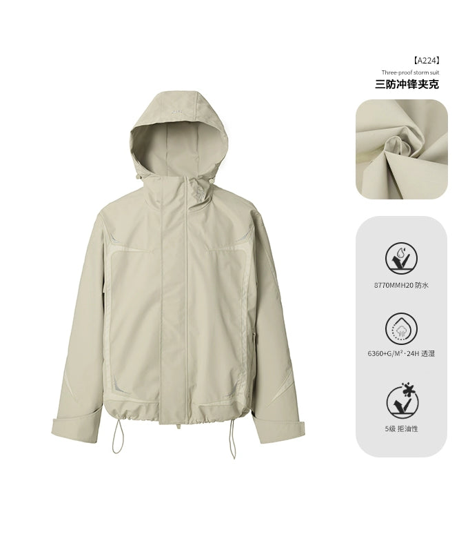 【檀健次同款】JHYQ户外连帽冲锋夹克衣服男宽松三防面料登山外套