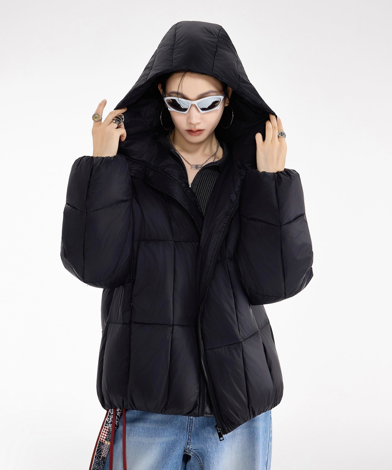 ICH MODE 90白鸭绒美式连帽羽绒服女冬季新款防寒保暖面包服外套