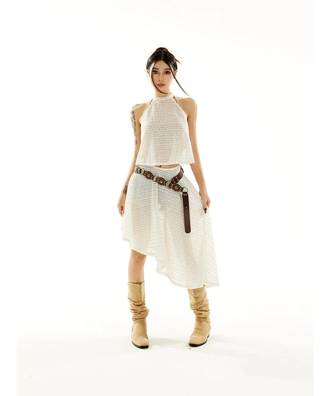 【5/20 20点原创新品9折】野生zero“雅致名媛”系带背心半裙套装