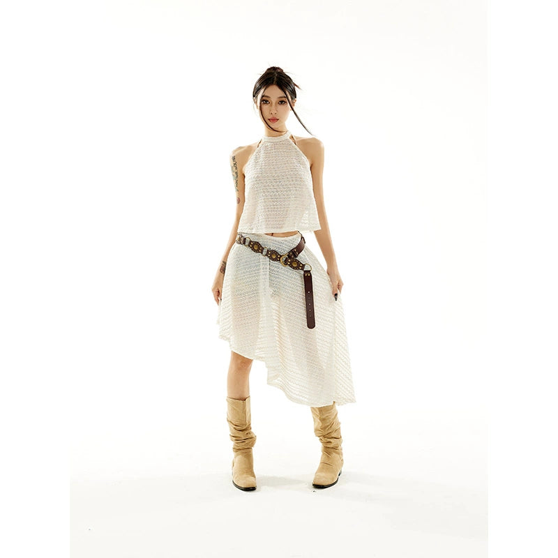 【5/20 20点原创新品9折】野生zero“雅致名媛”系带背心半裙套装