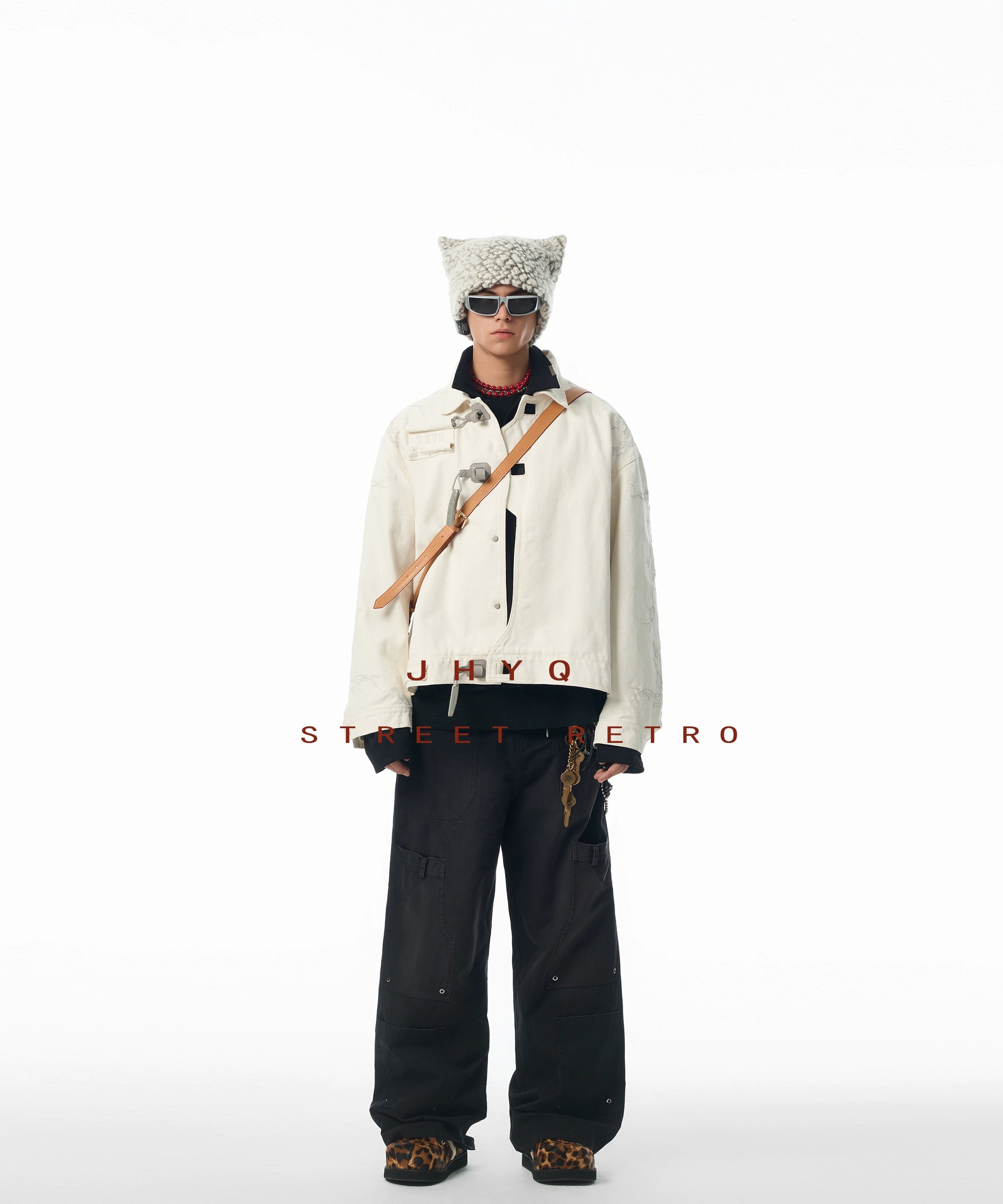 【丞磊同款】JHYQ荆棘新国风重磅机车夹克男潮牌荆棘绣棒球服外套