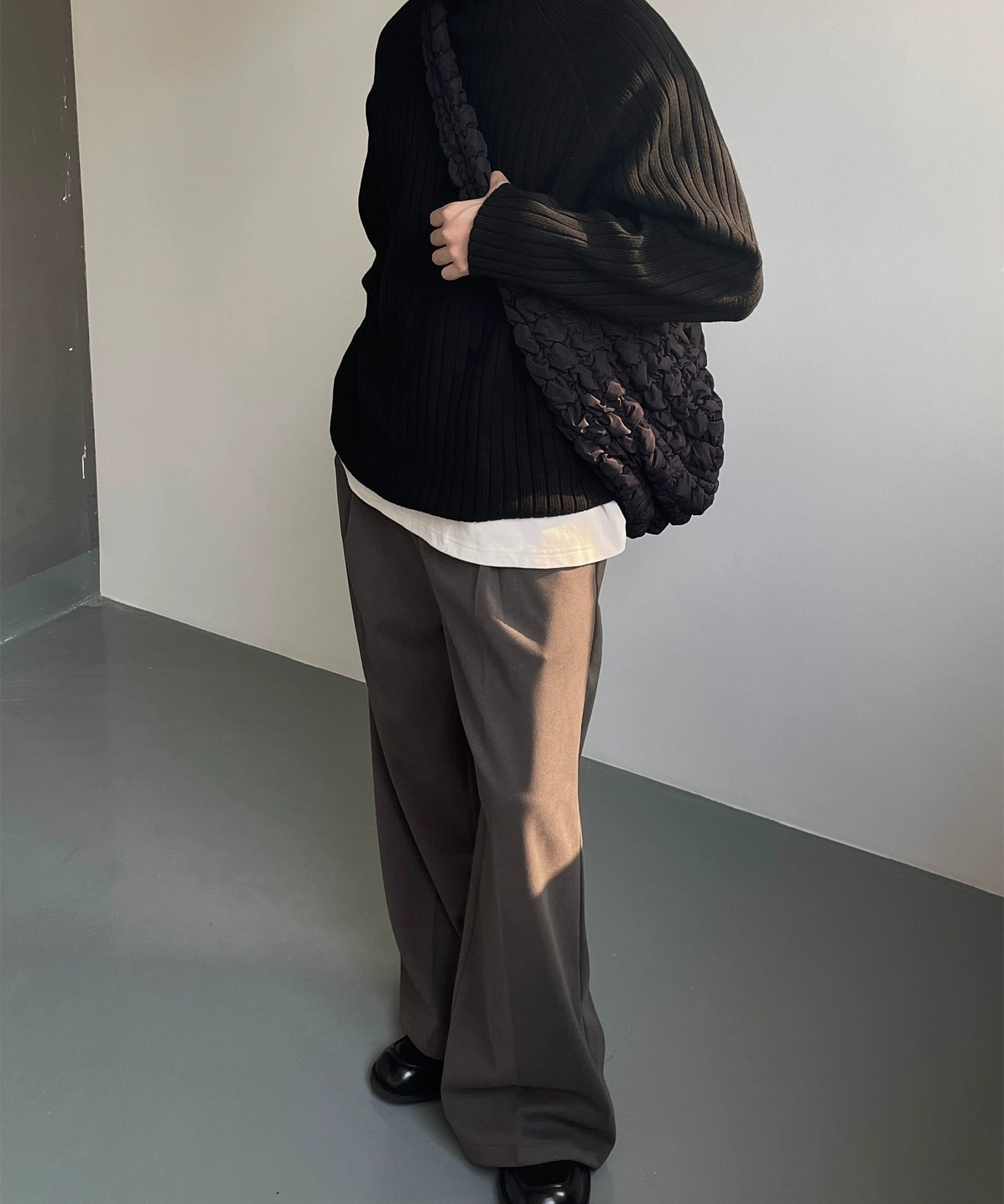 潮WOO专属TERRAINCOGNITA宽松绒感毛呢西裤百搭垂感长裤阔腿裤男