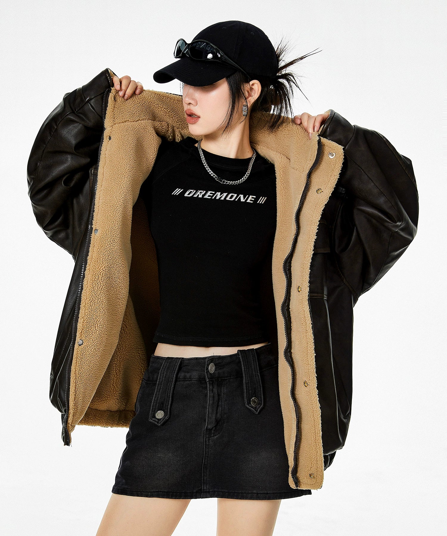 ICH MODE 美式复古皮衣棉服女冬季夹棉棉衣加绒加厚外套高级感