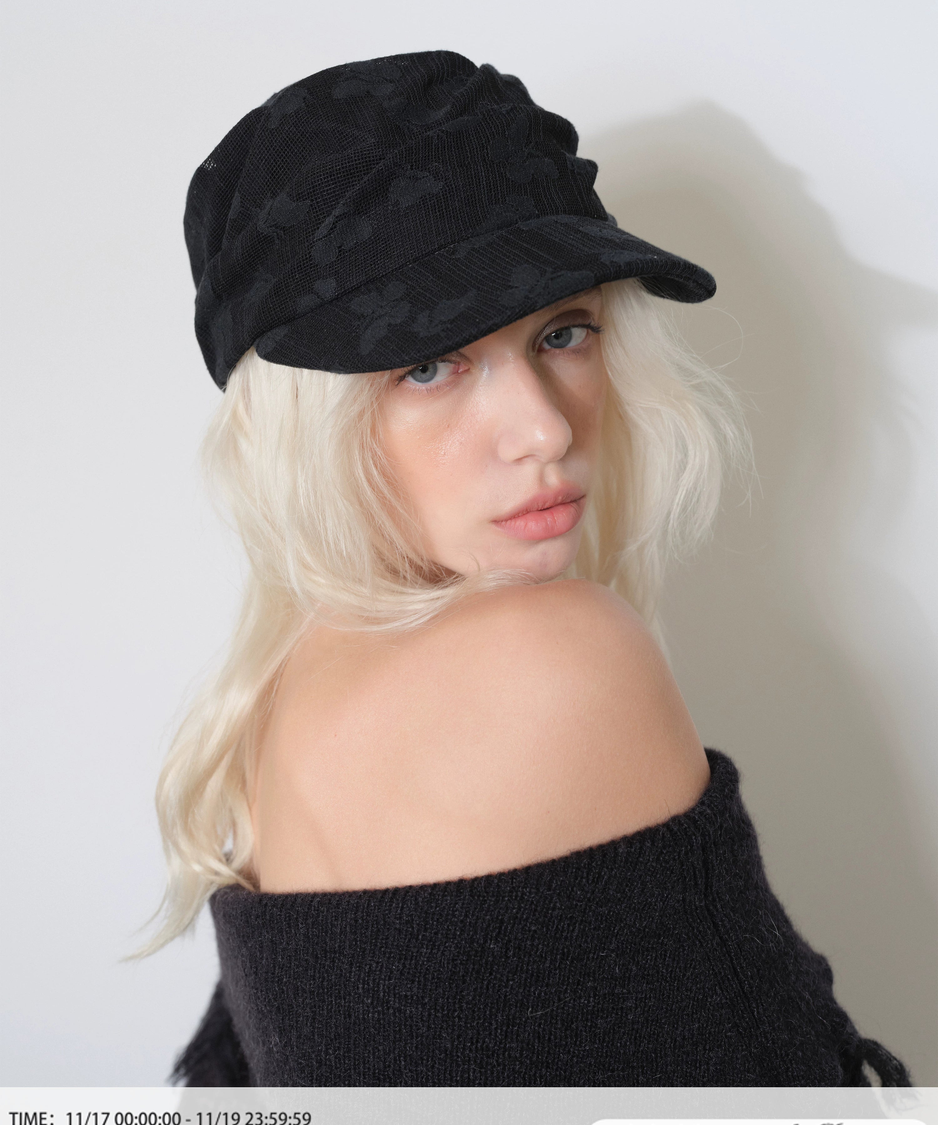 2th Desire蕾丝复古小众扭扭褶皱轻薄透气报童帽大头围堆堆帽