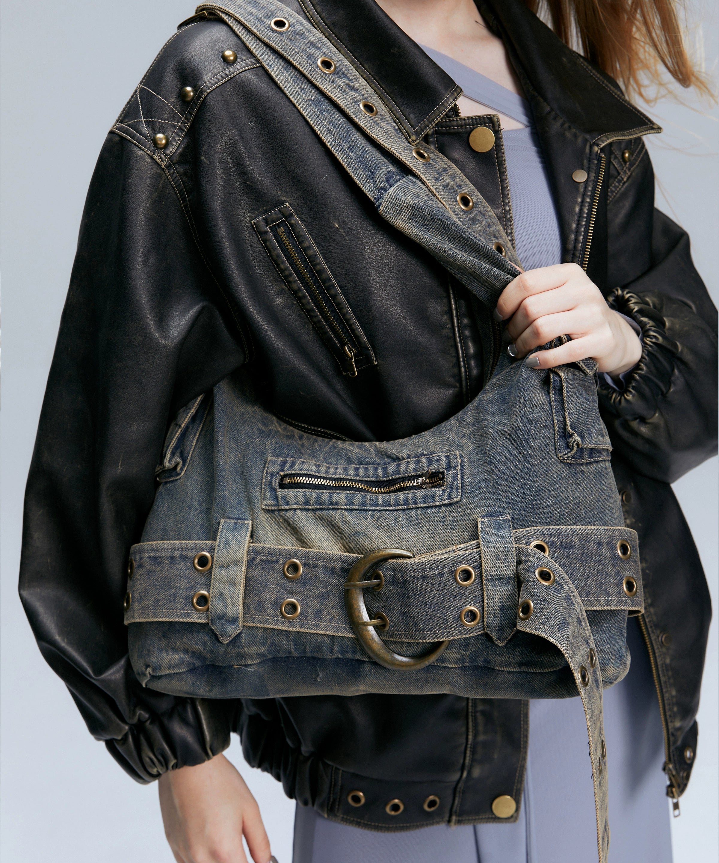 2th Desire原创复古腋下单肩包y2k牛仔包帆布包包包斜挎包女