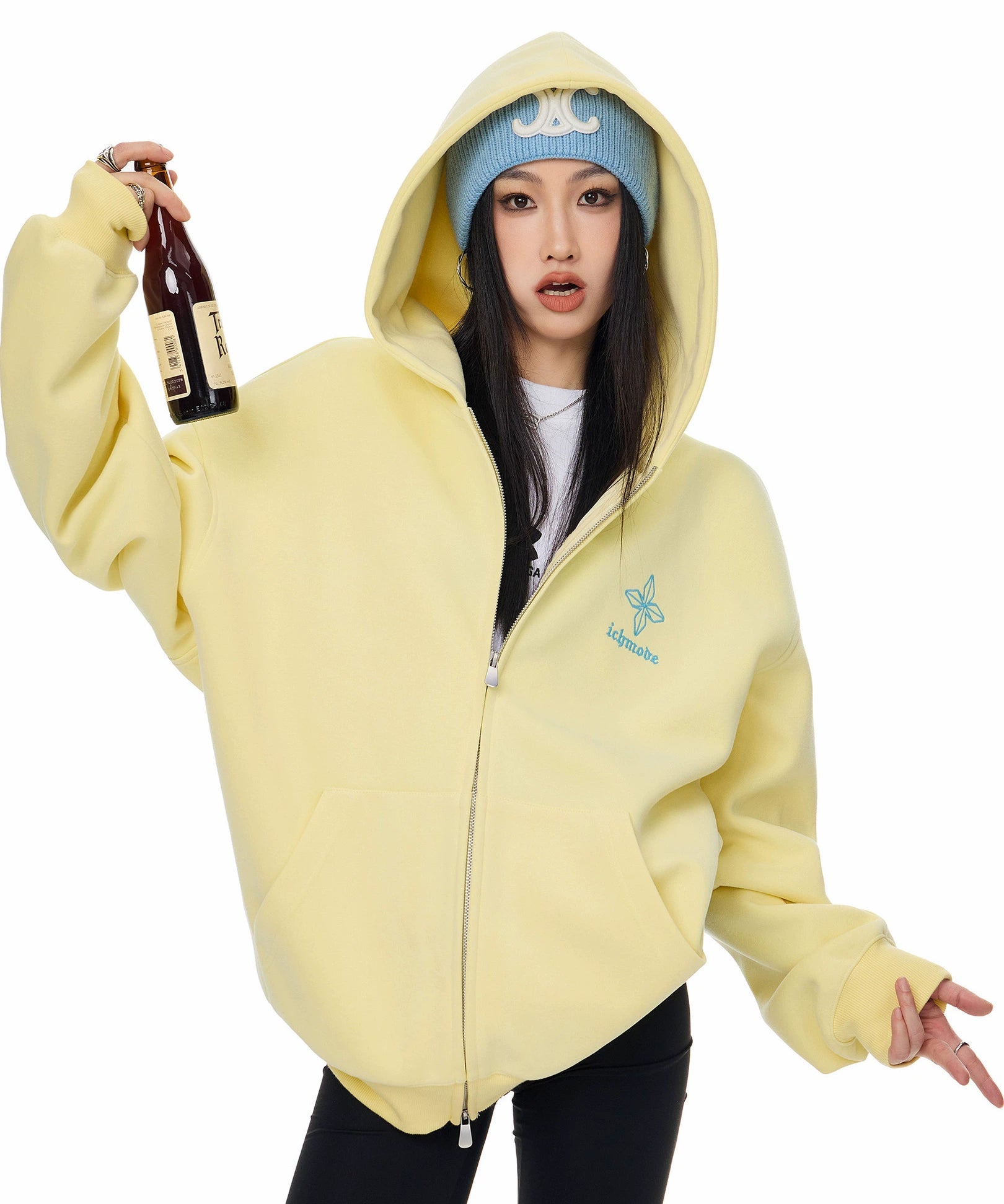 ICH MODE 美式哥特风十字架卫衣外套女秋冬新款宽松拉链开衫上衣