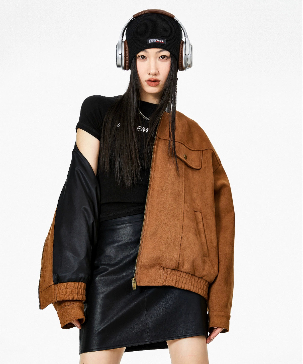 ICH MODE 美式复古巴恩风麂皮绒外套女2025新款秋冬工装夹克上衣