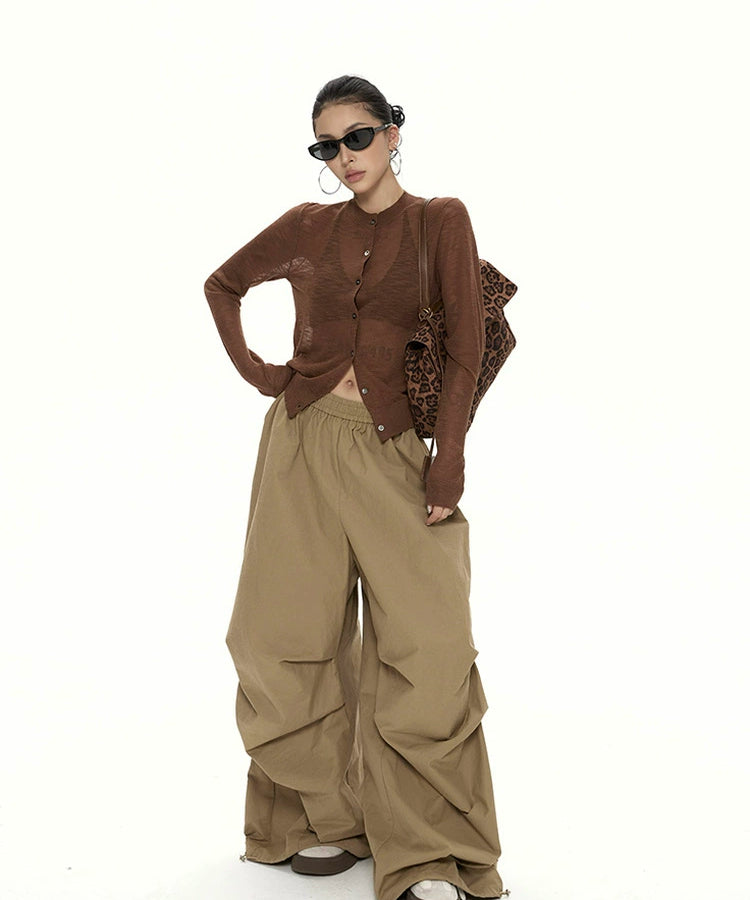 野生zero可拆卸屁帘阔腿休闲裤女秋季美式复古辣妹显瘦工装长裤子