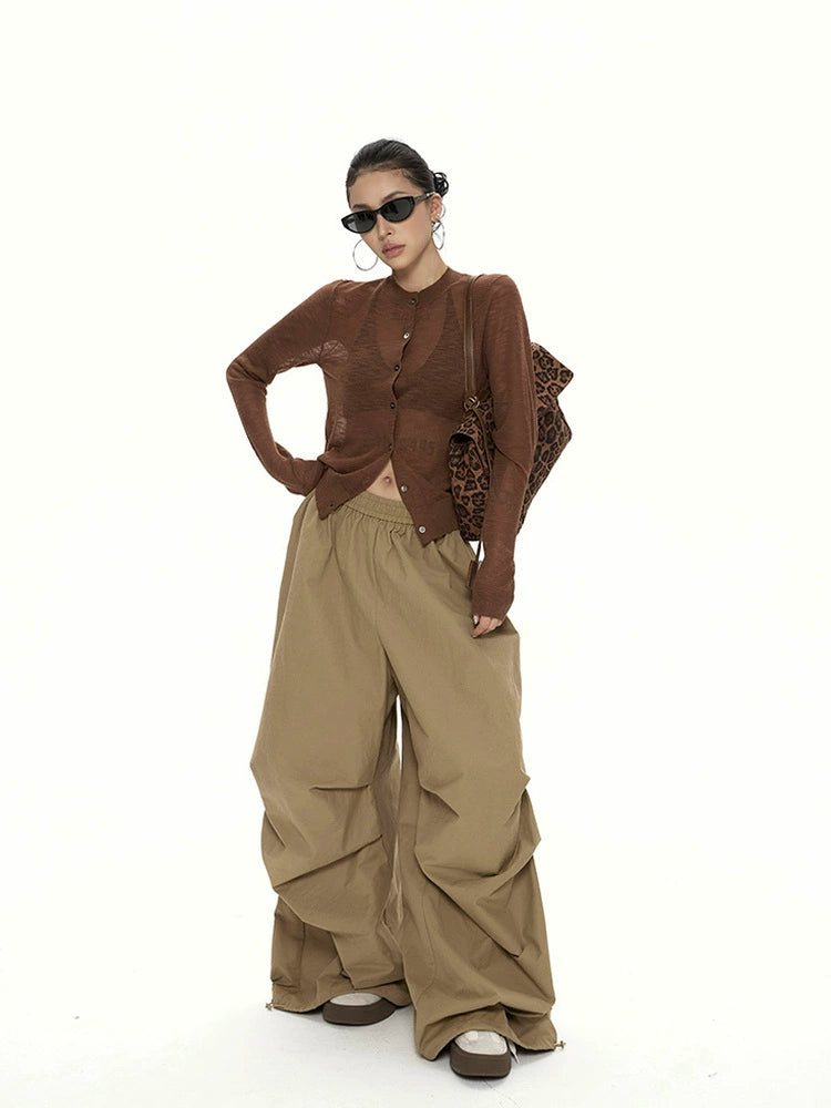 野生zero可拆卸屁帘阔腿休闲裤女秋季美式复古辣妹显瘦工装长裤子