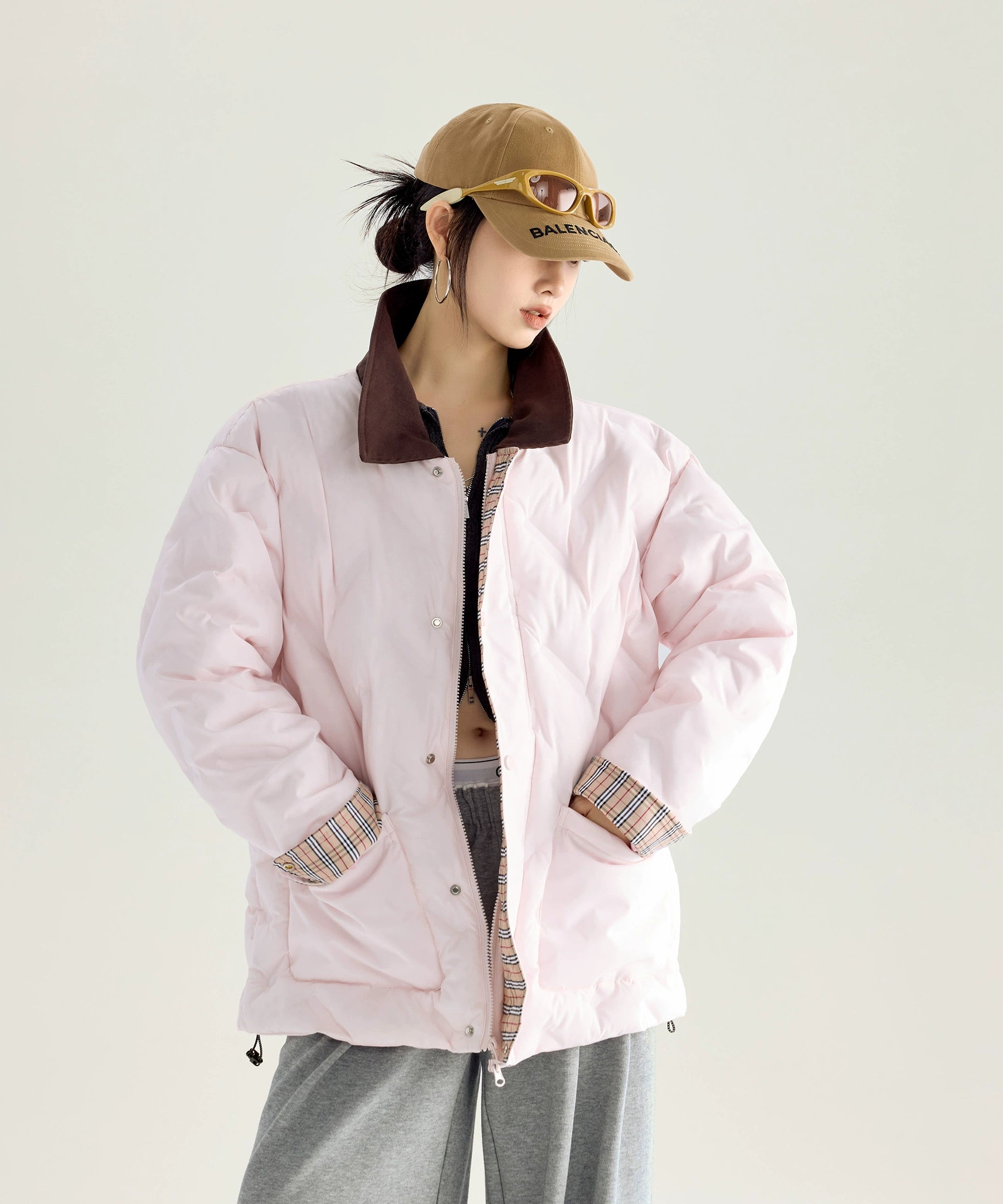 ICH MODE 美式复古棉服夹棉外套女款秋冬季轻薄棉衣棉袄夹克新款