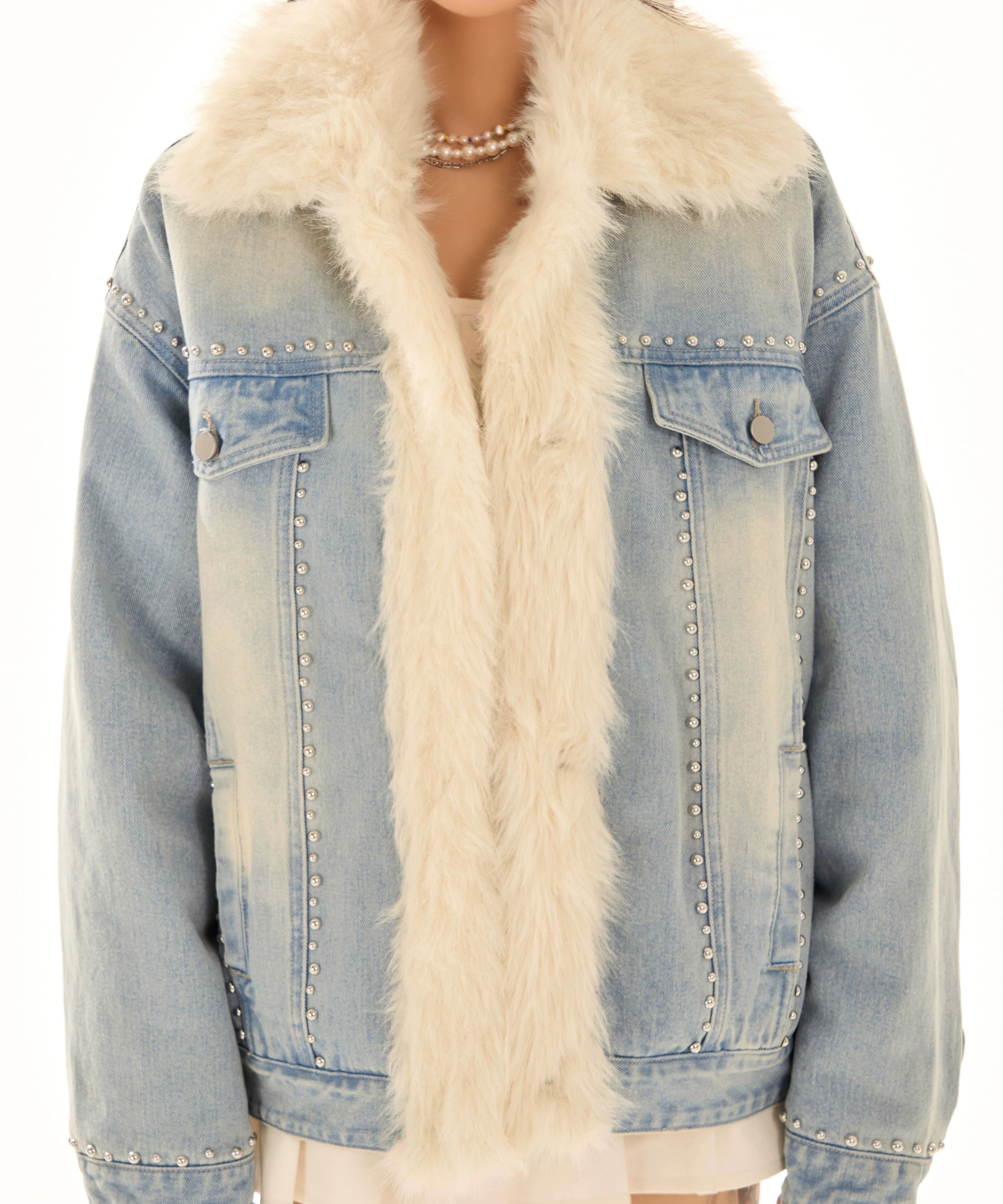 野生zerocircle毛领加厚牛仔外套女秋冬夹棉韩系慵懒风设计感显瘦