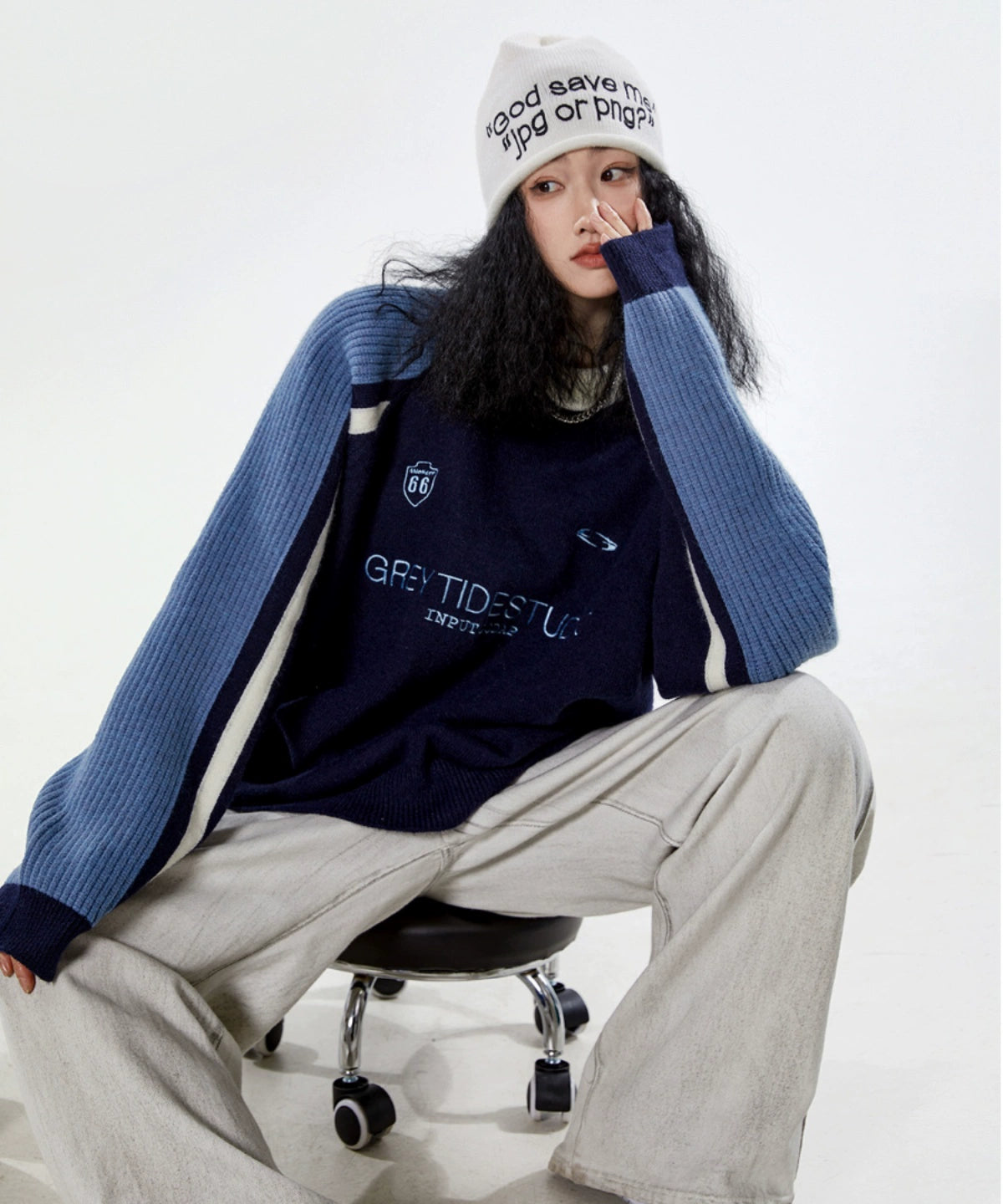 ICH MODE 美式复古套头毛衣女秋冬2025新款慵懒风针织衫外套上衣