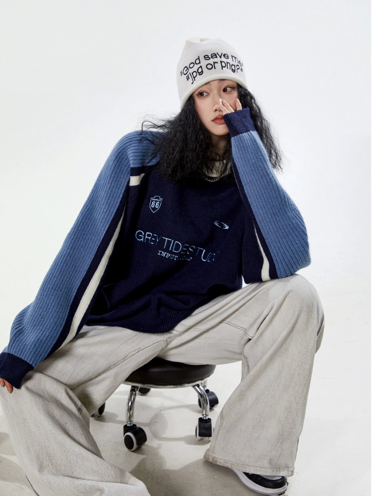 ICH MODE 美式复古套头毛衣女秋冬2025新款慵懒风针织衫外套上衣