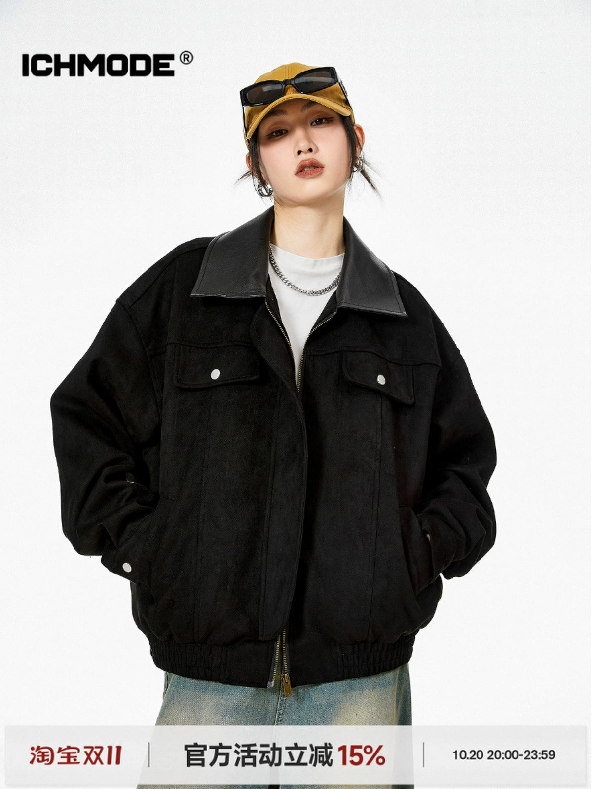 ICH MODE 美式复古巴恩风麂皮绒外套女2025新款秋冬工装夹克上衣