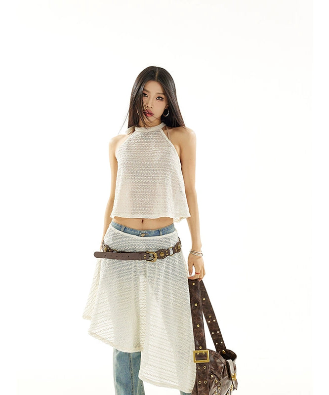 【5/20 20点原创新品9折】野生zero“雅致名媛”系带背心半裙套装