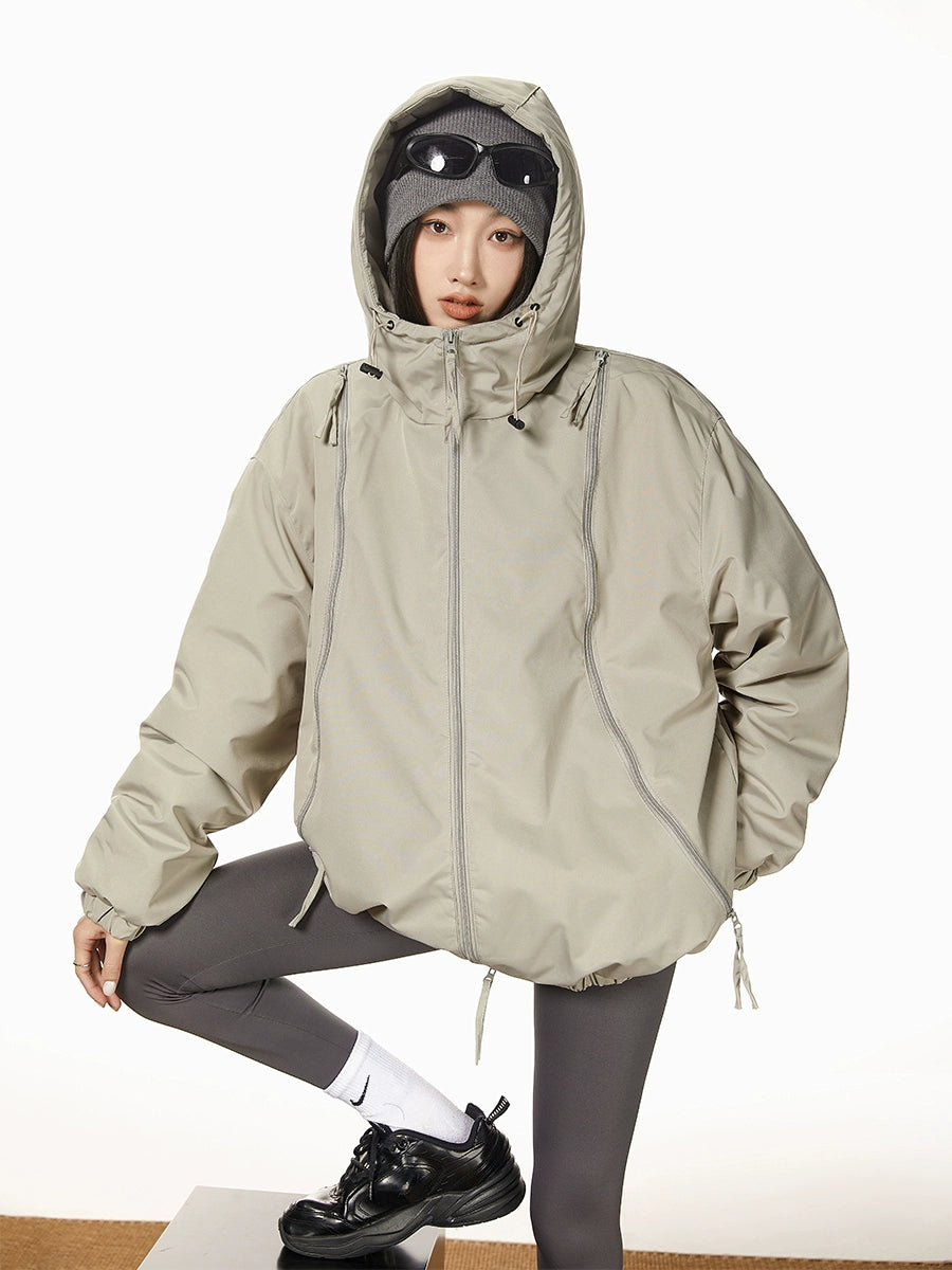 ICH MODE 美式冲锋衣棉服女连帽秋冬季加厚夹棉外套棉袄2025新款