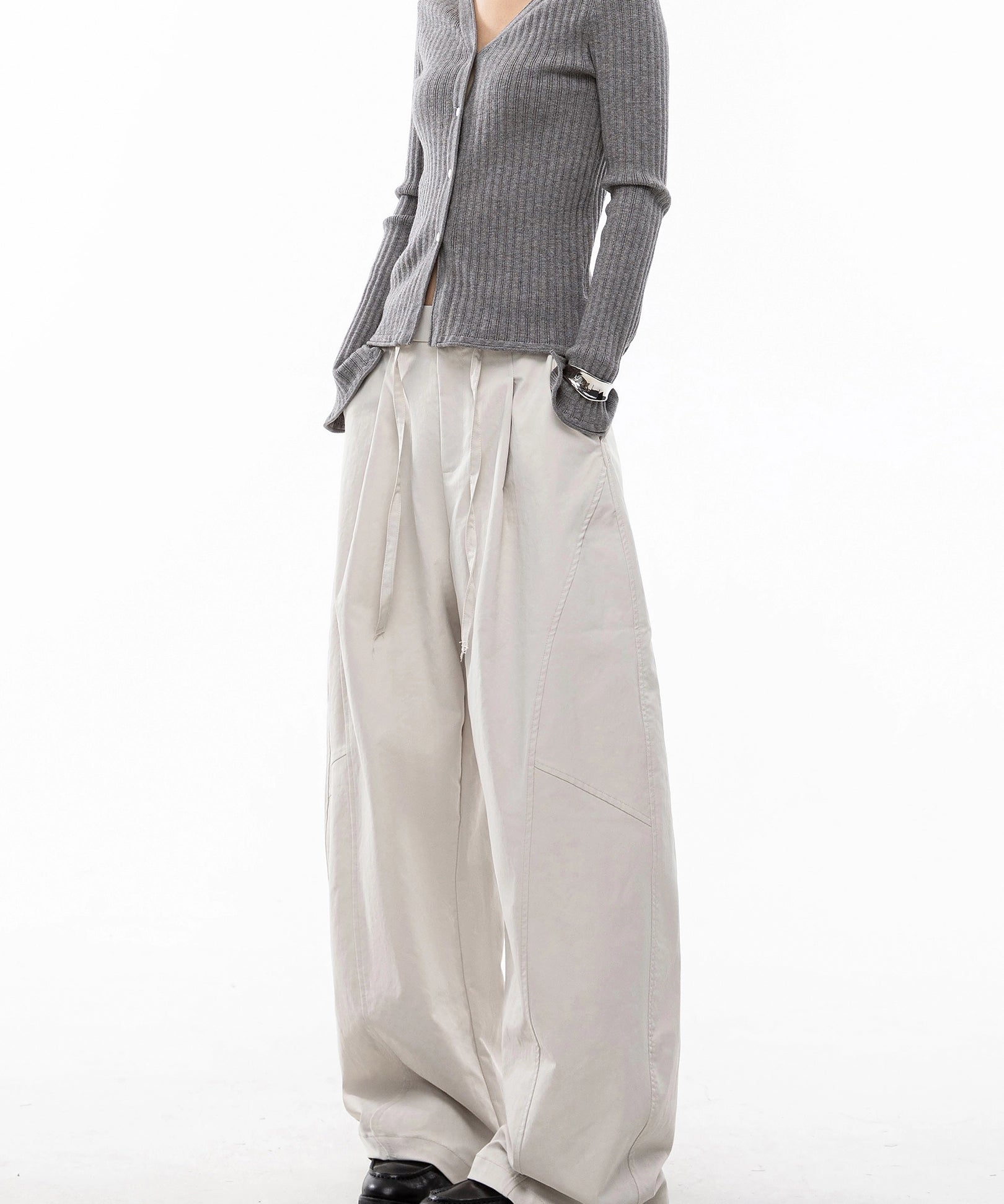 ICH MODE 美式复古弯刀休闲裤女宽松慵懒直筒裤子百搭阔腿运动裤