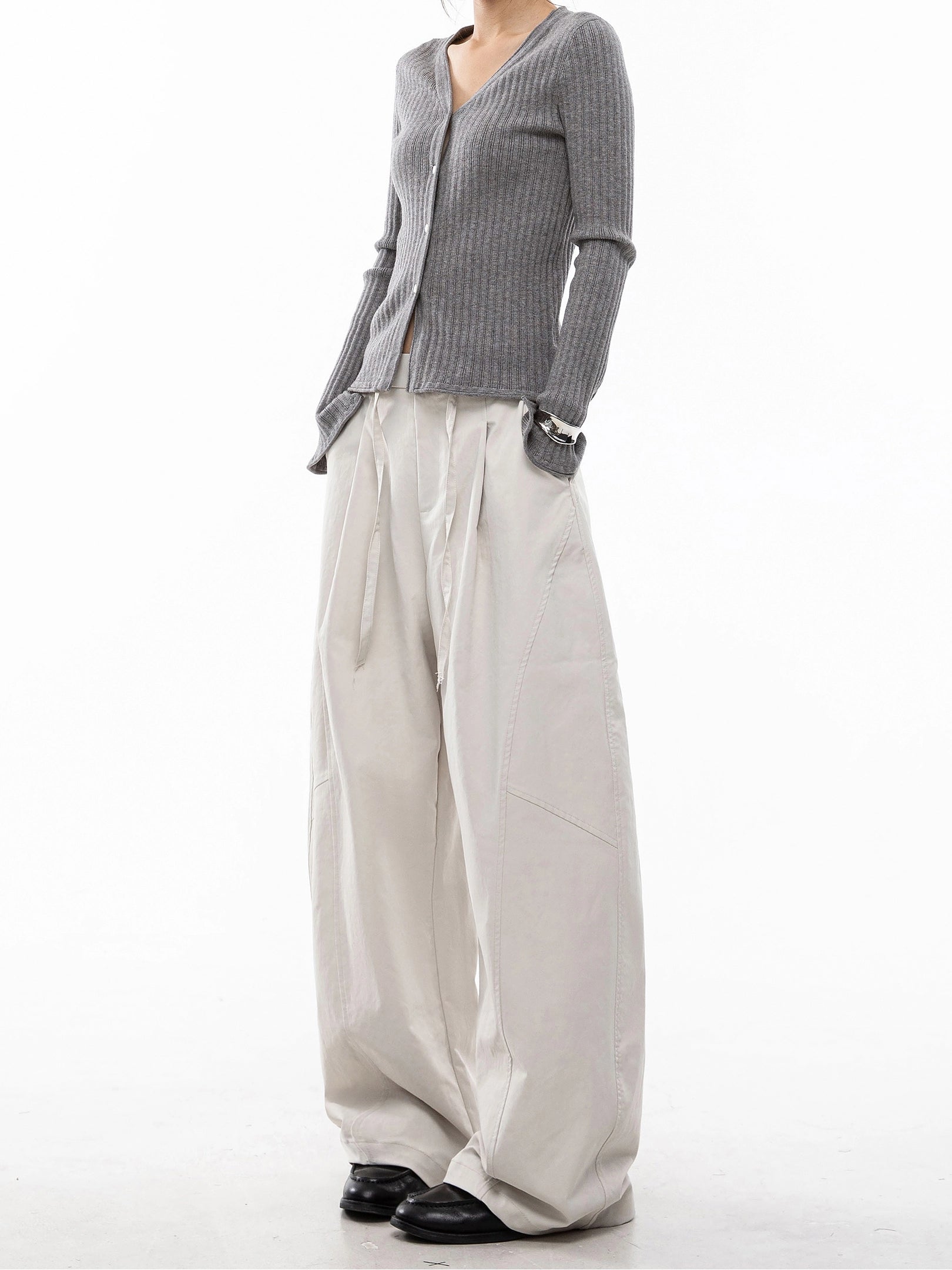 ICH MODE 美式复古弯刀休闲裤女宽松慵懒直筒裤子百搭阔腿运动裤