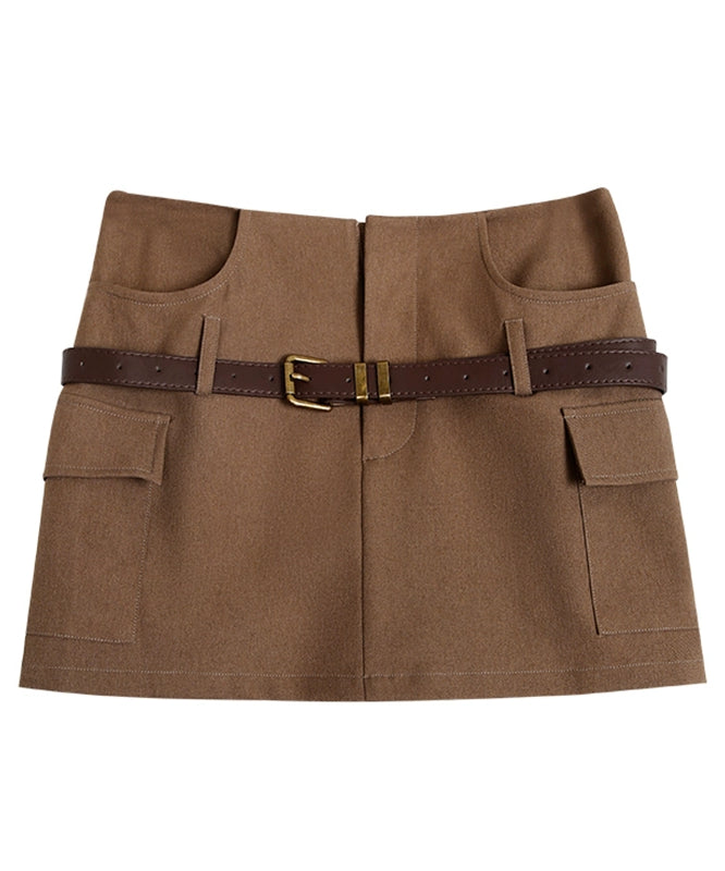 野生zerocircle黑棕色半身裙女夏季设计感辣妹修身显瘦包臀短裙子