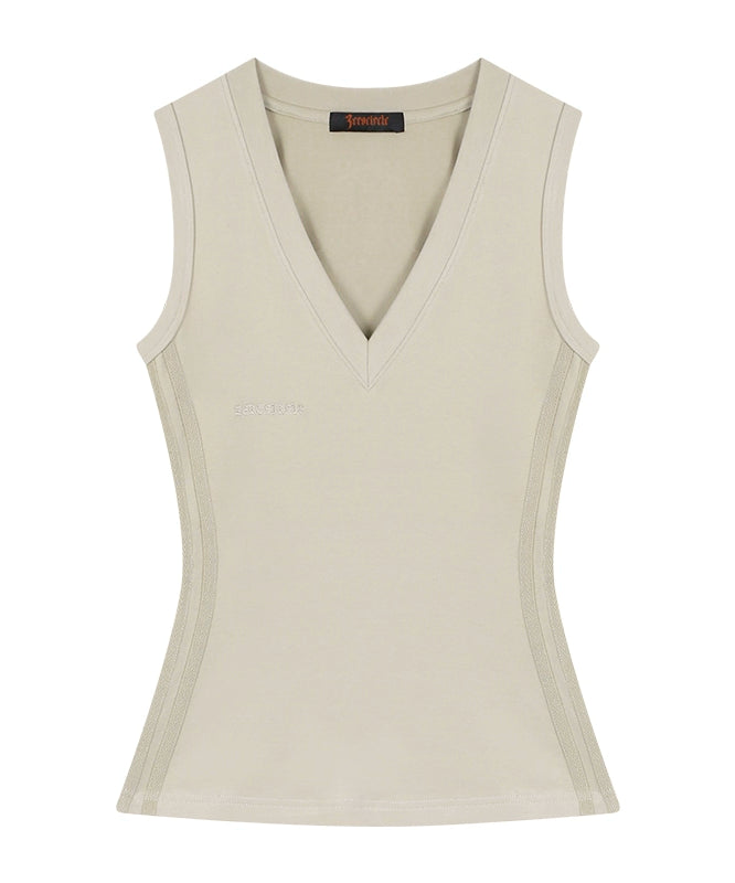 野生zero 运动辣妹套装女夏季季V领无袖修身显瘦背心喇叭休闲裤子