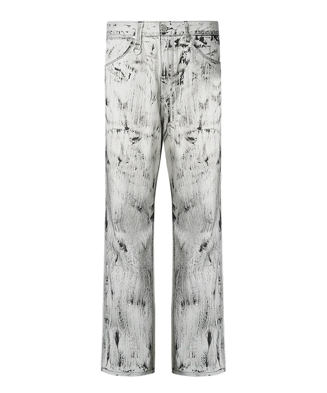 侯雯元明星同款做旧刷漆肌理宽松直筒牛仔百搭长裤TERRAINCOGNITA