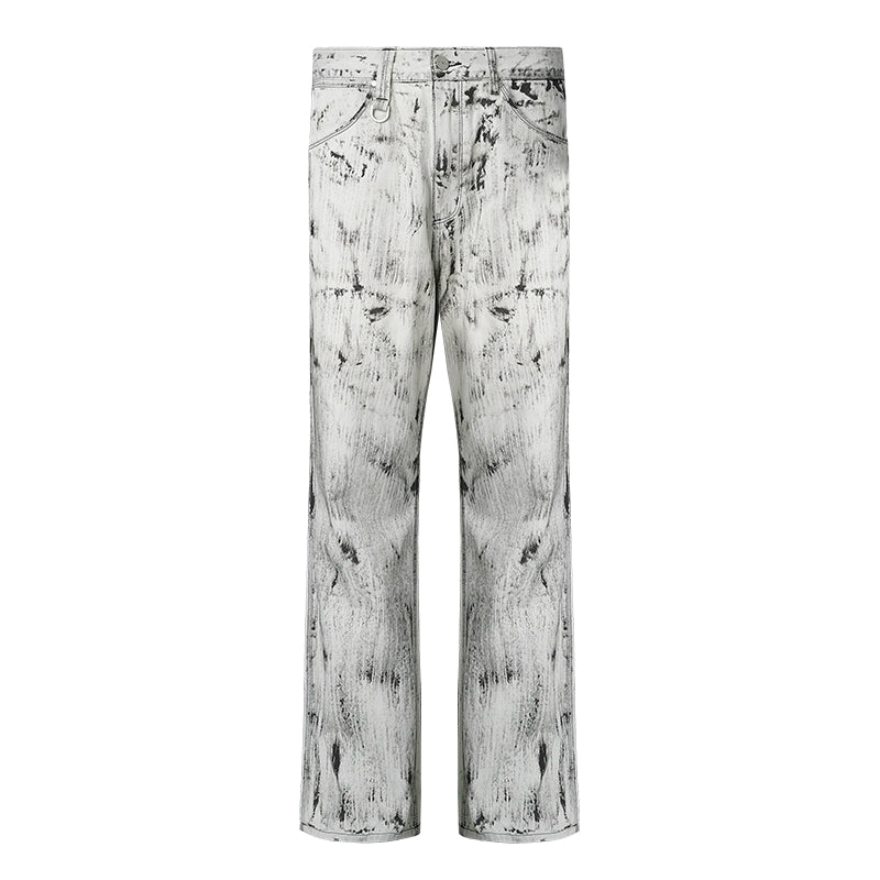 侯雯元明星同款做旧刷漆肌理宽松直筒牛仔百搭长裤TERRAINCOGNITA