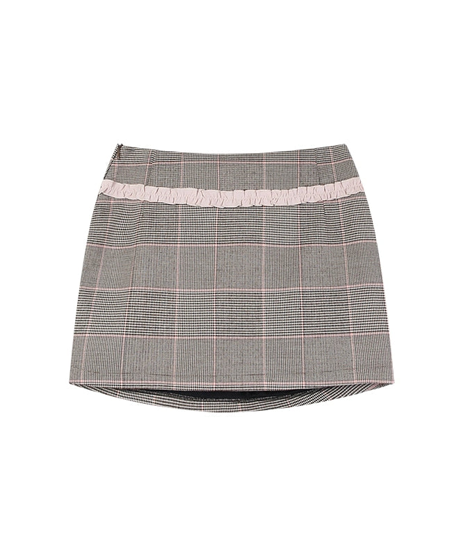 野生zero卡其色格子半身裙女夏季设计感修身显瘦包臀又甜又辣裙子