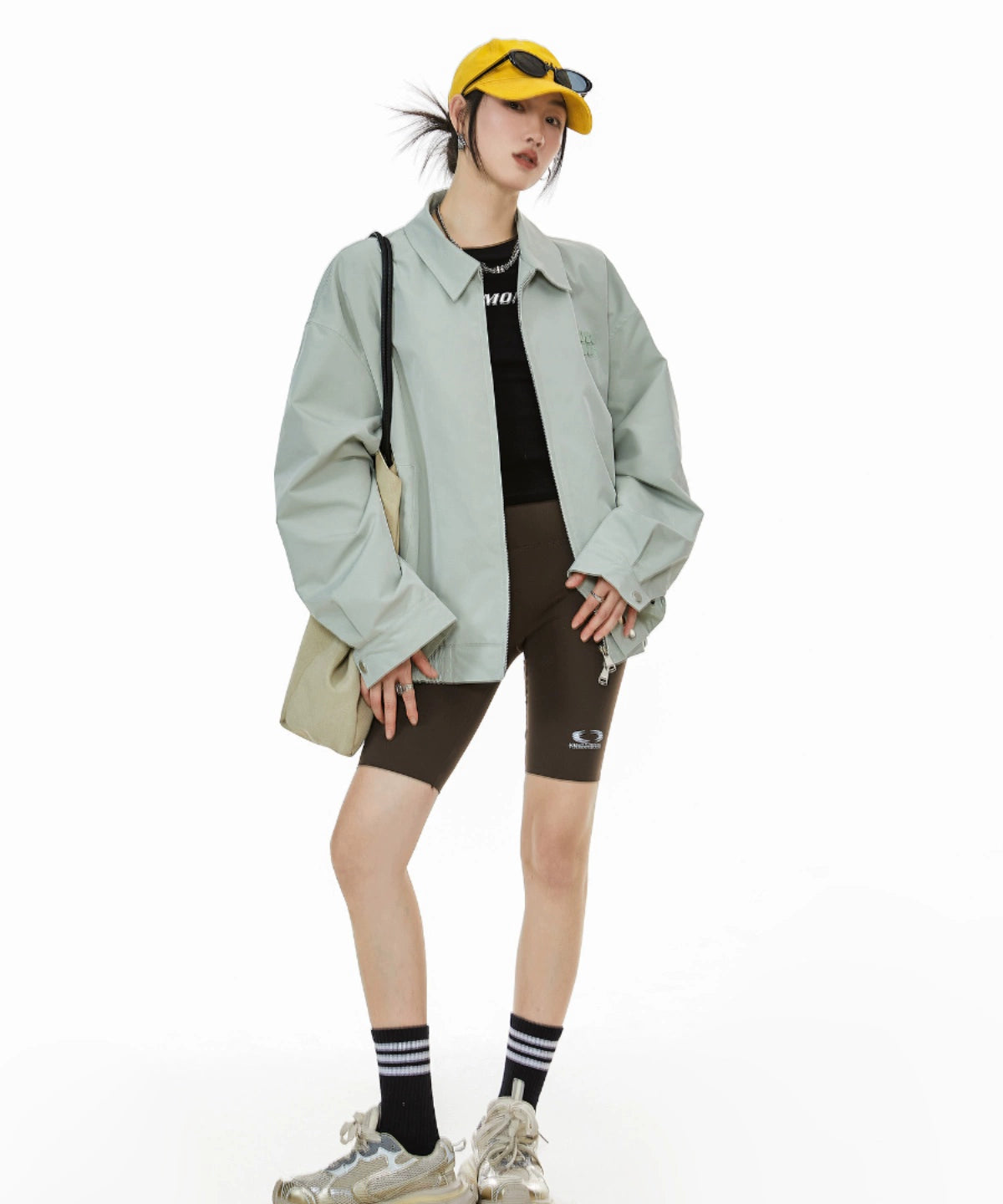 ICH MODE 美式复古拉链外套女2025秋冬新款宽松休闲工装夹克上衣