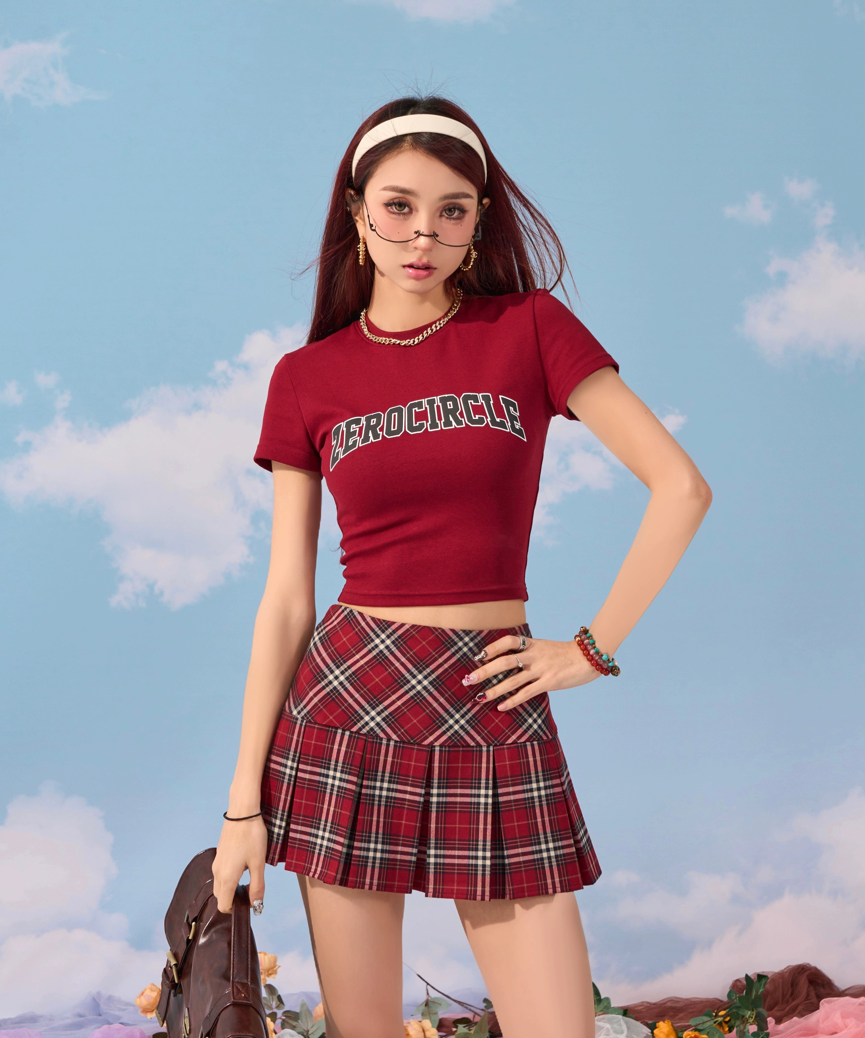 野生zerocircle军绿棕色短袖t恤女夏abg辣妹修身显瘦正肩短款上衣