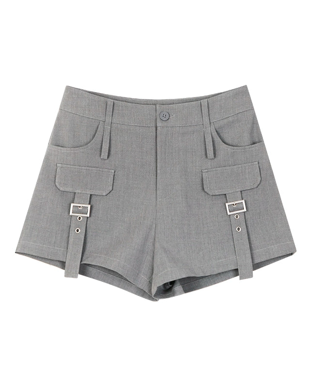 野生zerocircle灰棕色西装休闲短裤女夏季辣妹设计感显瘦直筒裤子