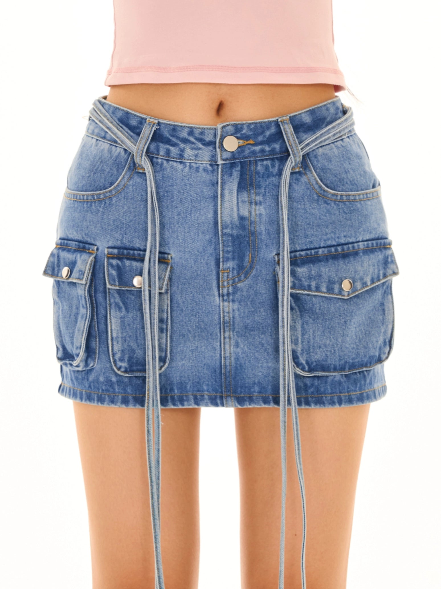 野生zerocircle 牛仔半身裙女秋设计感小众abg辣妹显瘦直筒短裙子