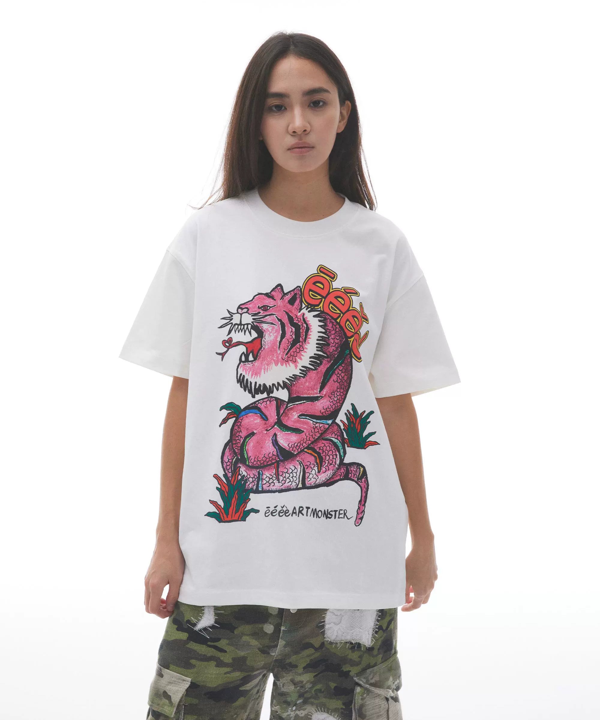 “虎头蛇尾”| eeee设计师款蛇年限定印花圆领短袖手绘涂鸦T恤夏