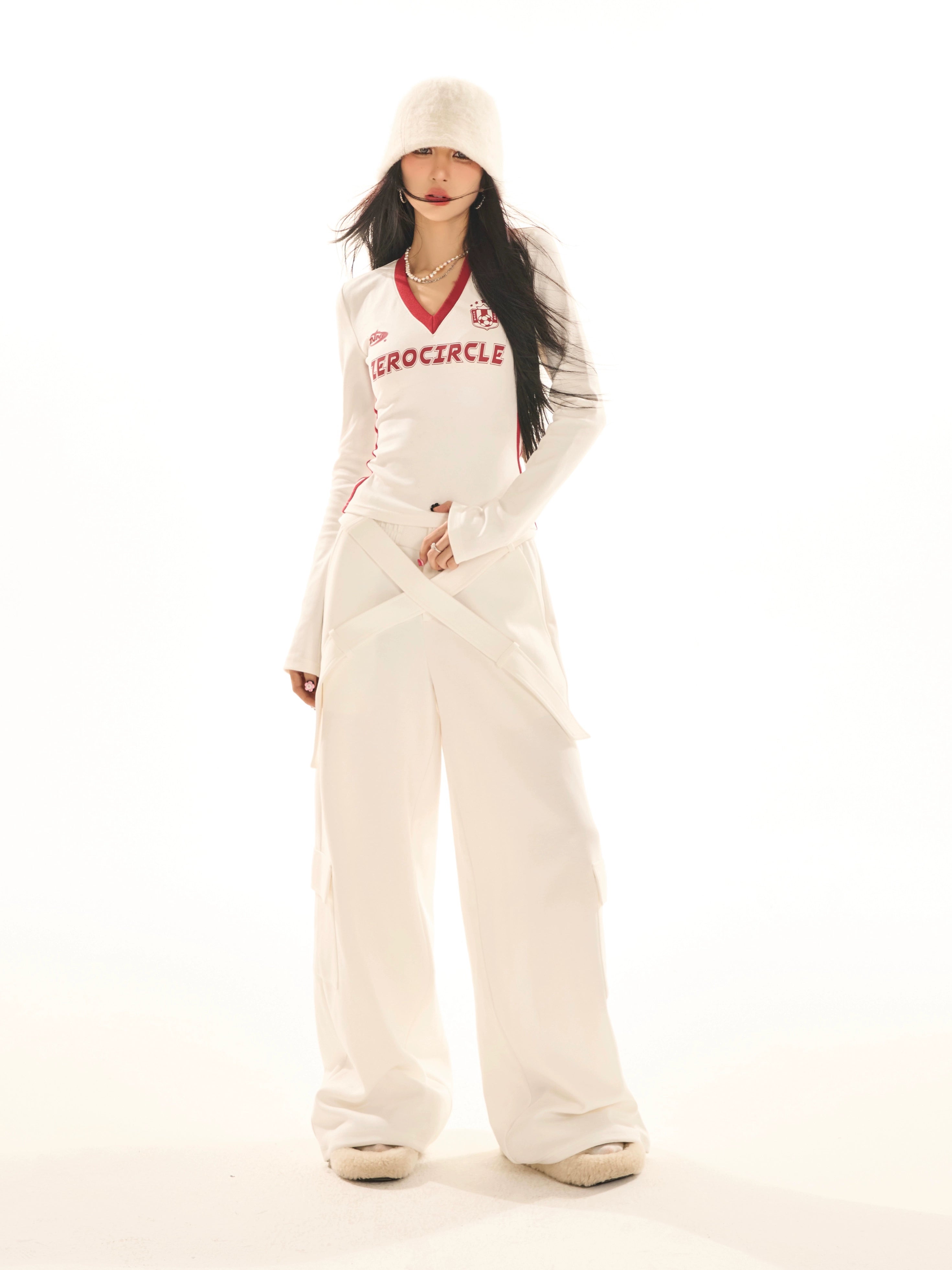 野生zerocircle白黑灰色休闲裤女夏小众低腰显瘦宽松阔腿直筒裤子