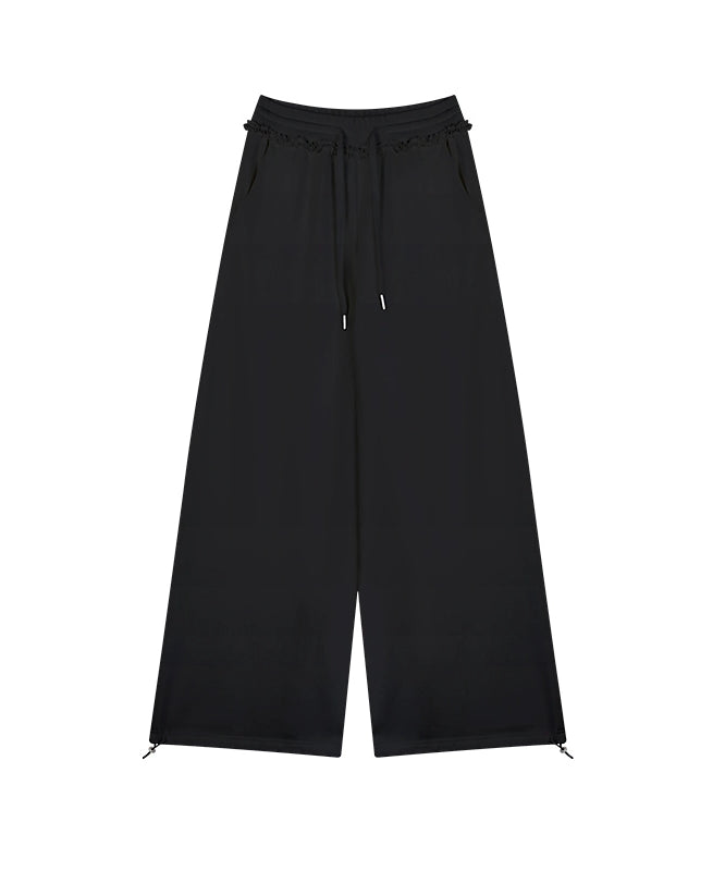 野生zero白黑灰色休闲裤女秋冬显瘦宽松慵懒风松弛感阔腿直筒裤子