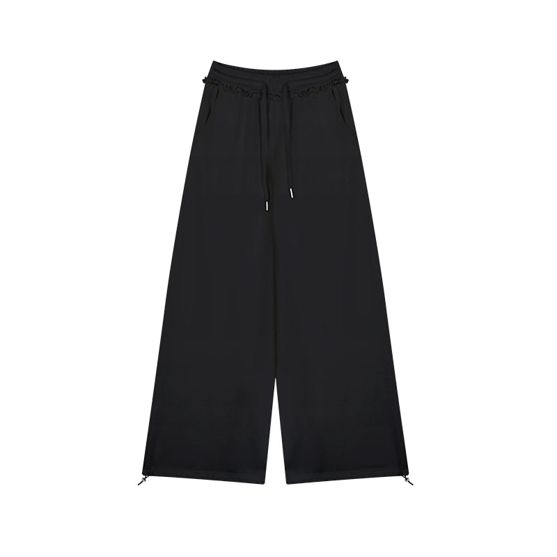 野生zero白黑灰色休闲裤女秋冬显瘦宽松慵懒风松弛感阔腿直筒裤子