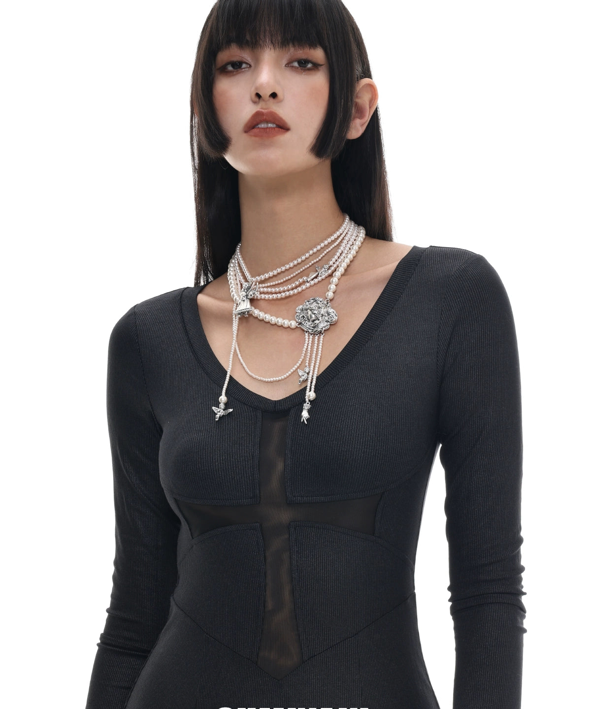 重工bi入款！SUMIYAKI原创美拉德美式珍珠项链重工小众个性毛衣链