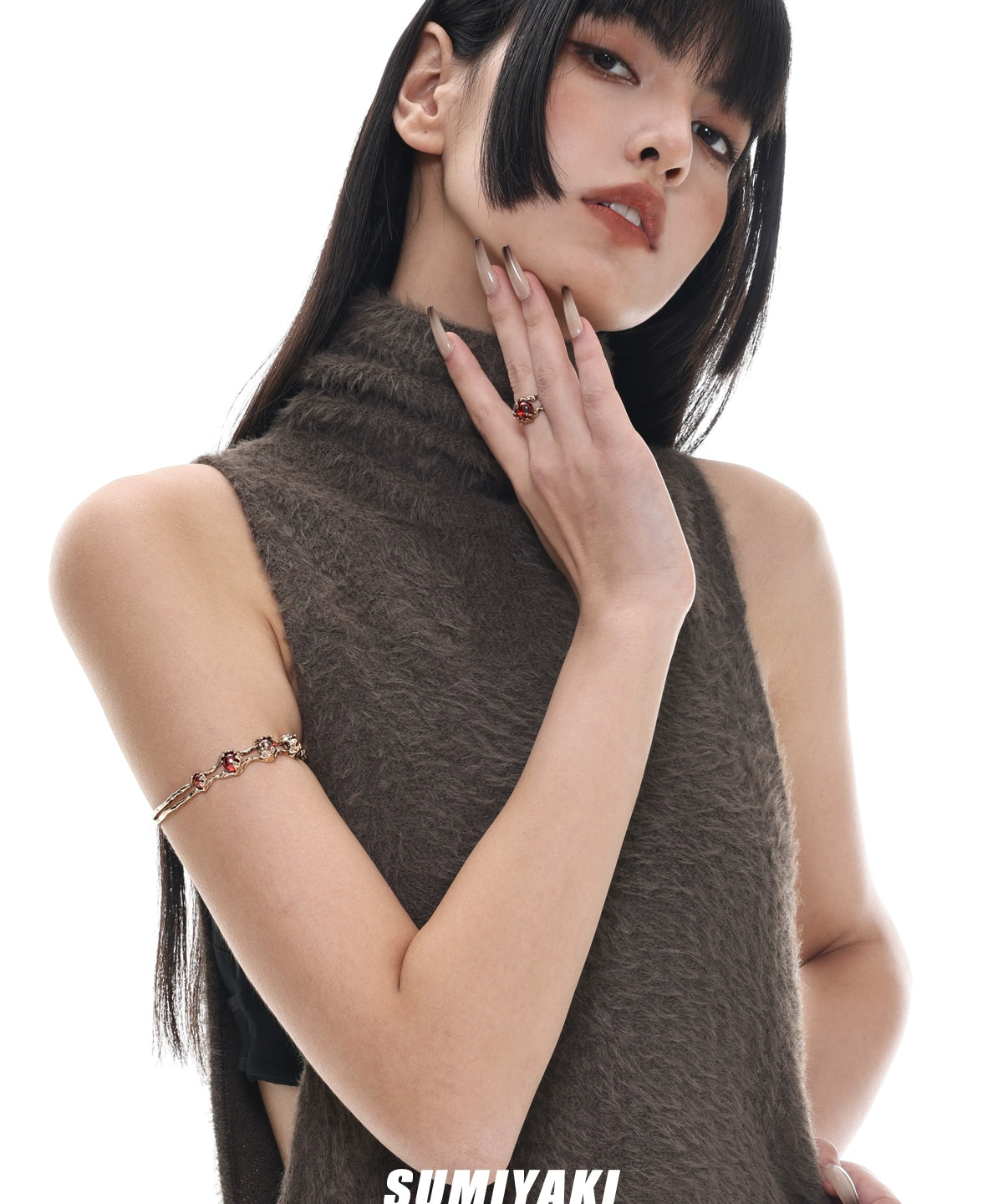 超A！SUMIYAKI 沙丘系列臂环 秋冬时髦感穿搭 修身手环 安可拉红