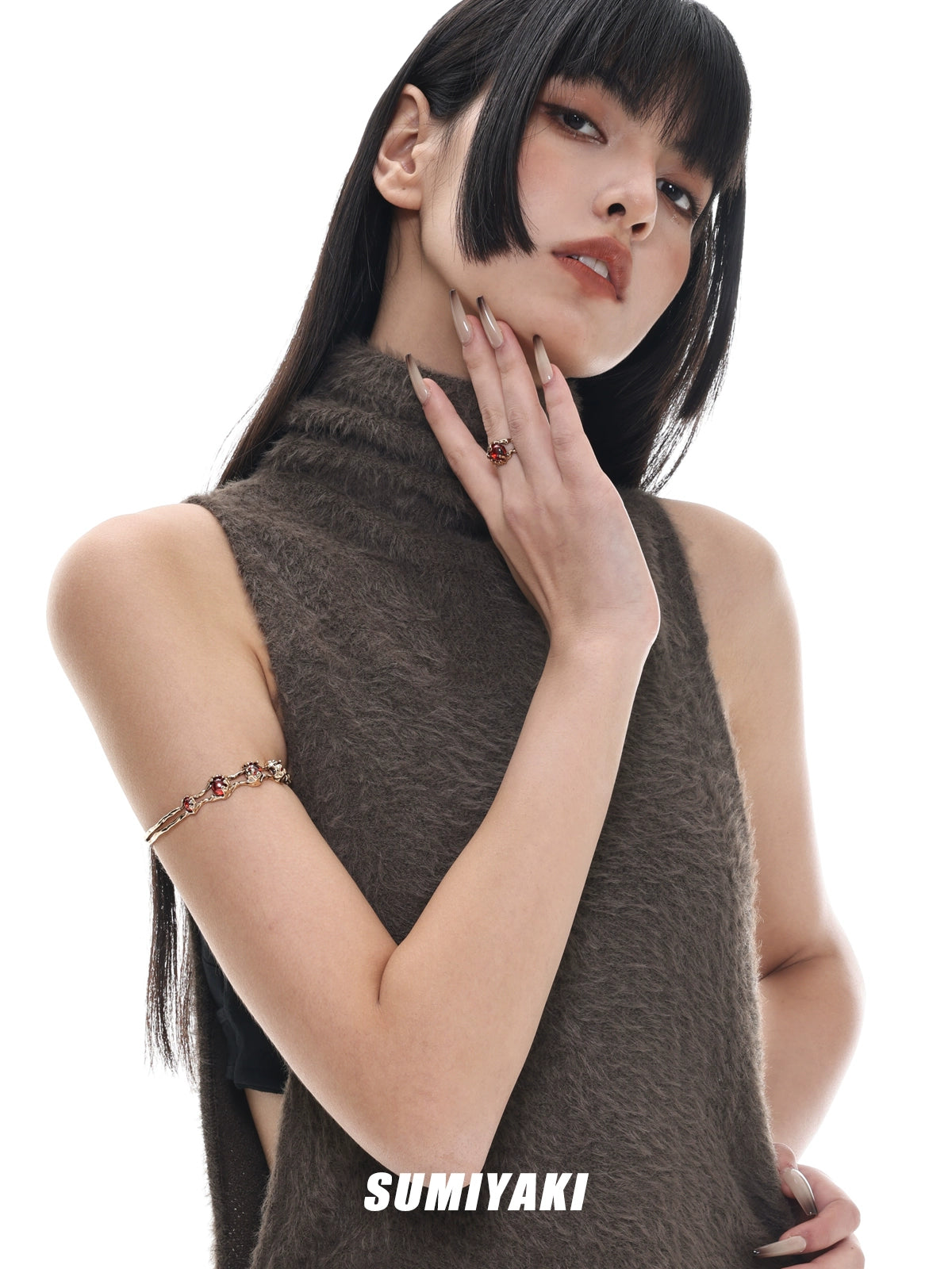 超A！SUMIYAKI 沙丘系列臂环 秋冬时髦感穿搭 修身手环 安可拉红