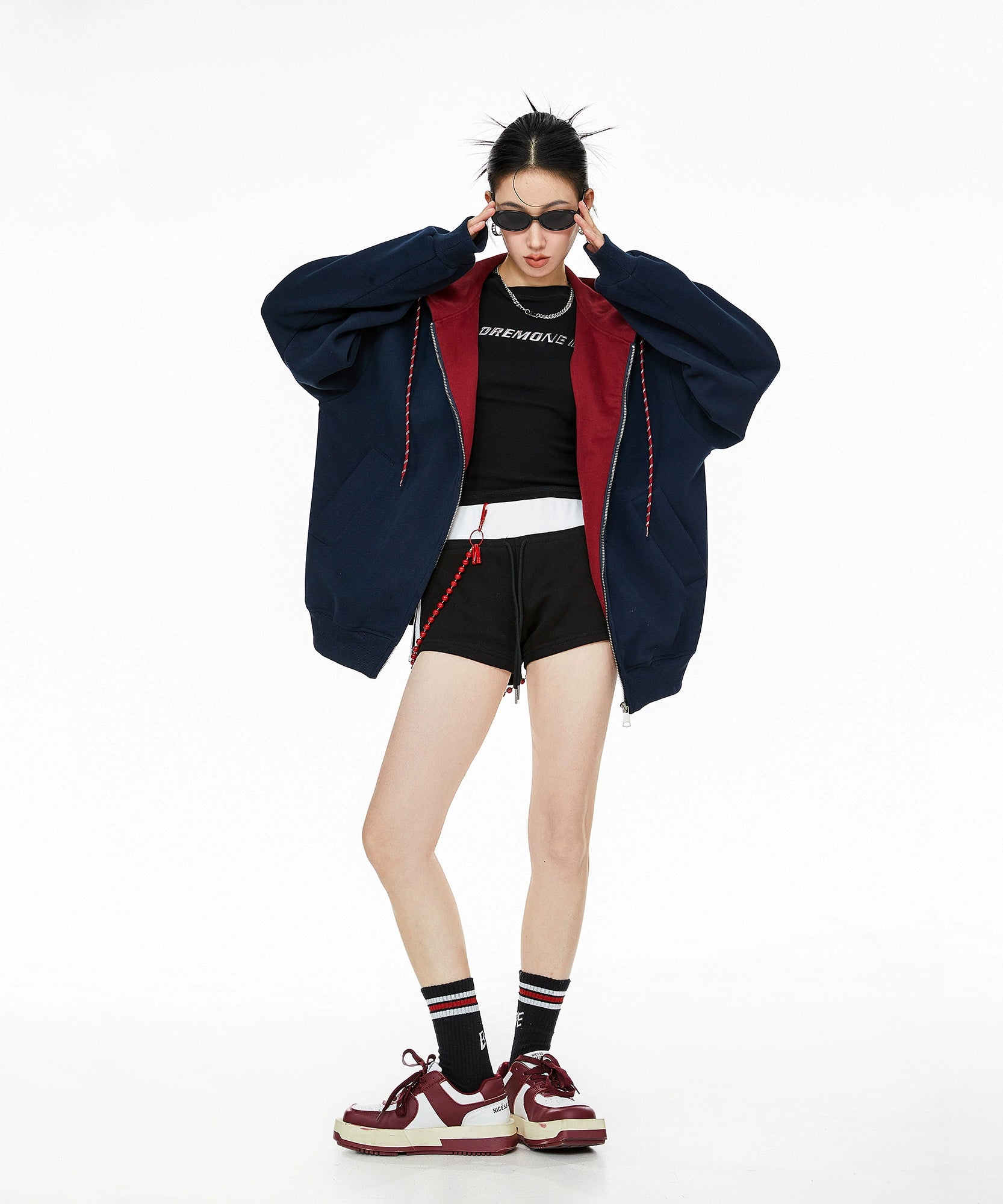 ICH MODE 美式复古加绒连帽外套女秋冬2025新款宽松卫衣开衫上衣