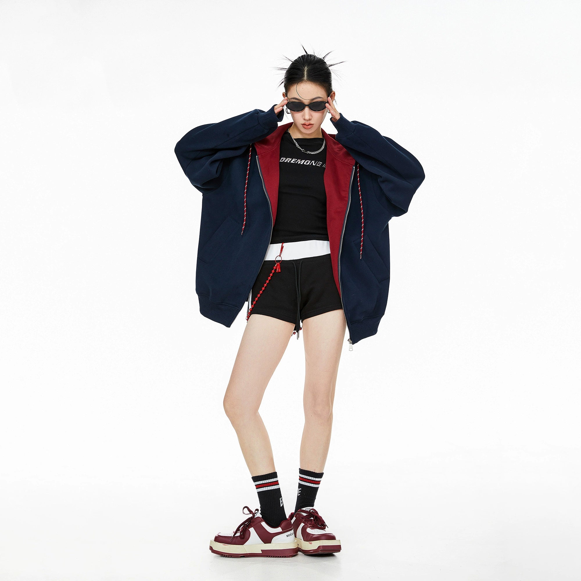 ICH MODE 美式复古加绒连帽外套女秋冬2025新款宽松卫衣开衫上衣