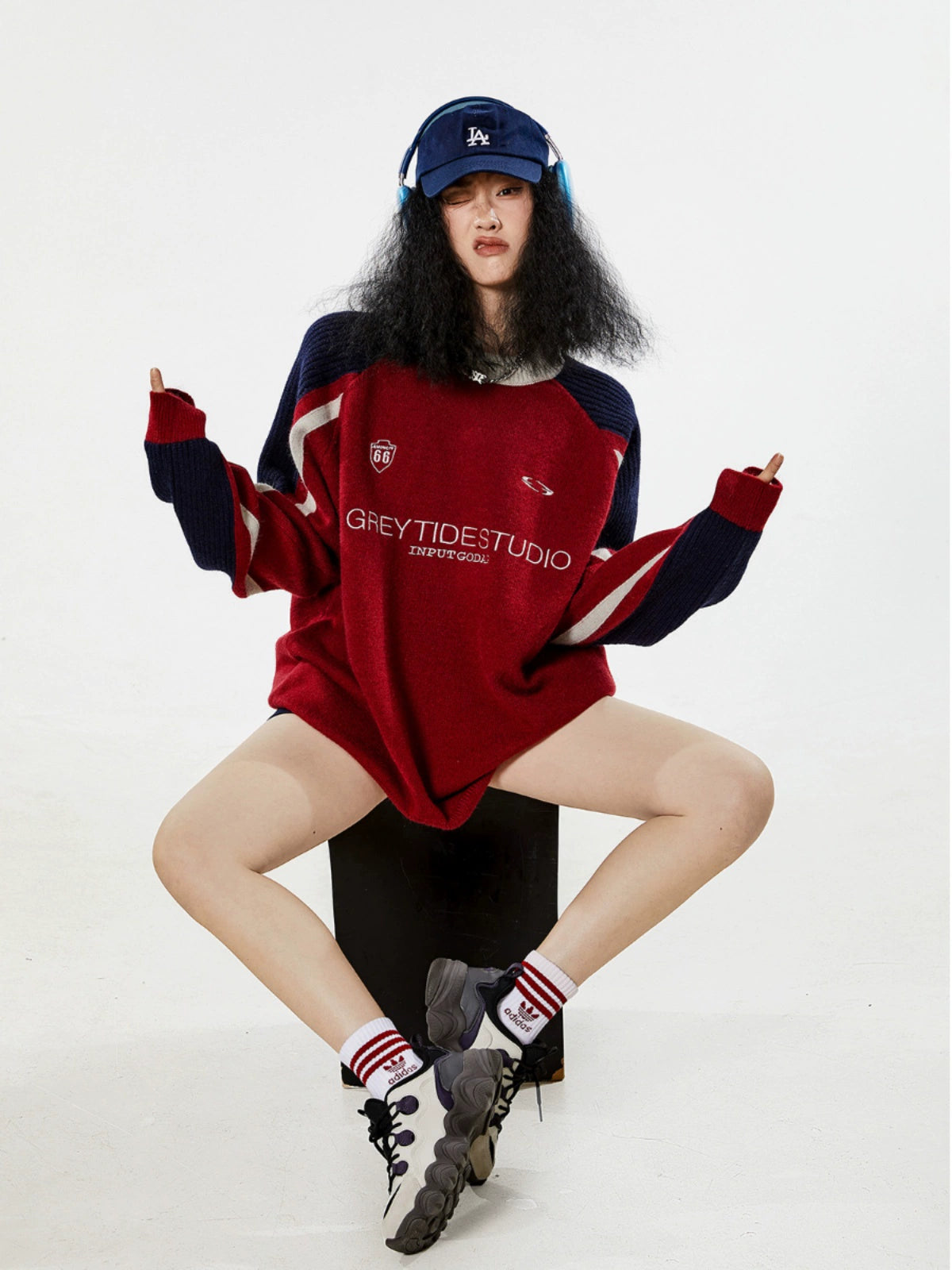 ICH MODE 美式复古套头毛衣女秋冬2025新款慵懒风针织衫外套上衣