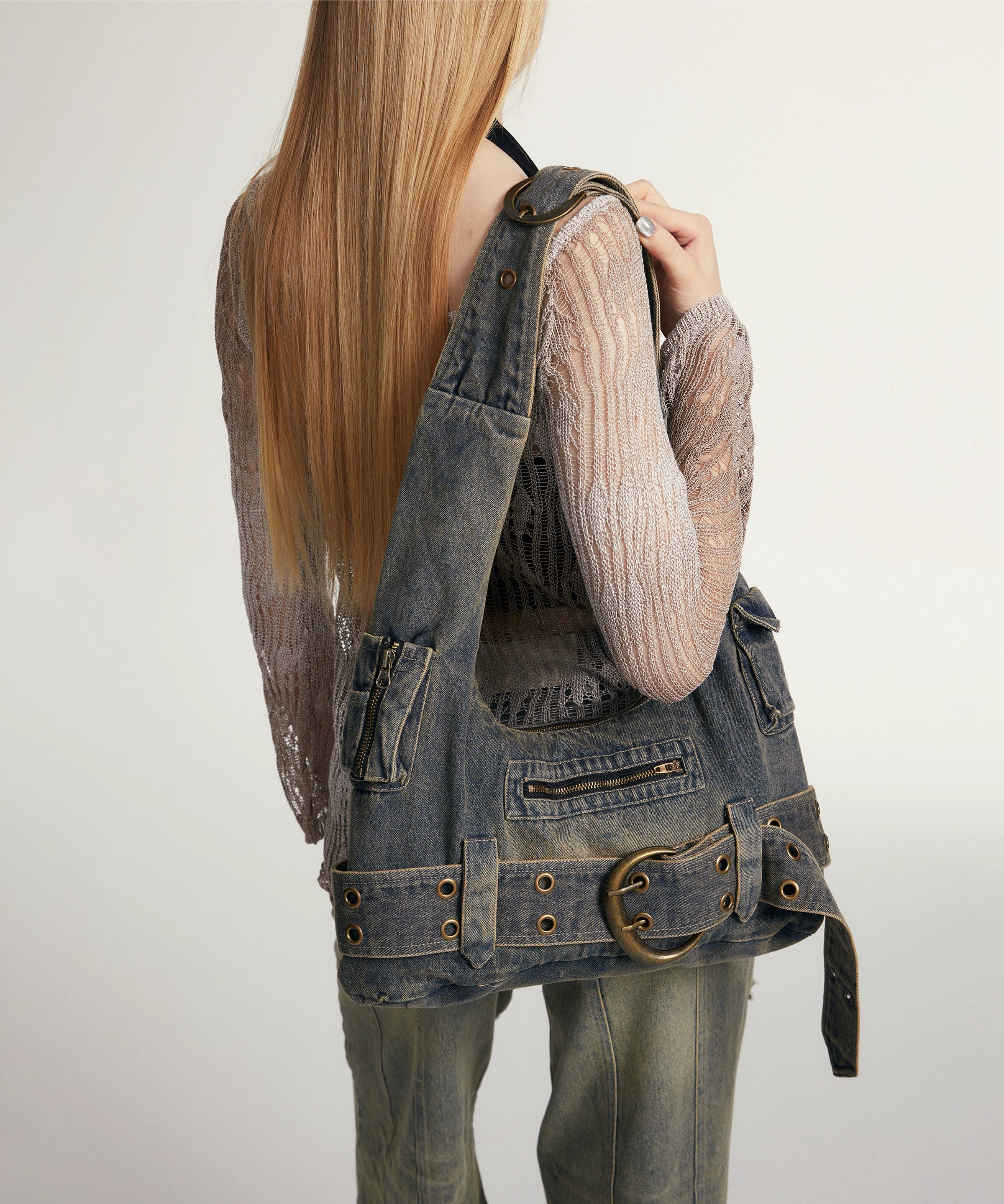 2th Desire原创复古腋下单肩包y2k牛仔包帆布包包包斜挎包女