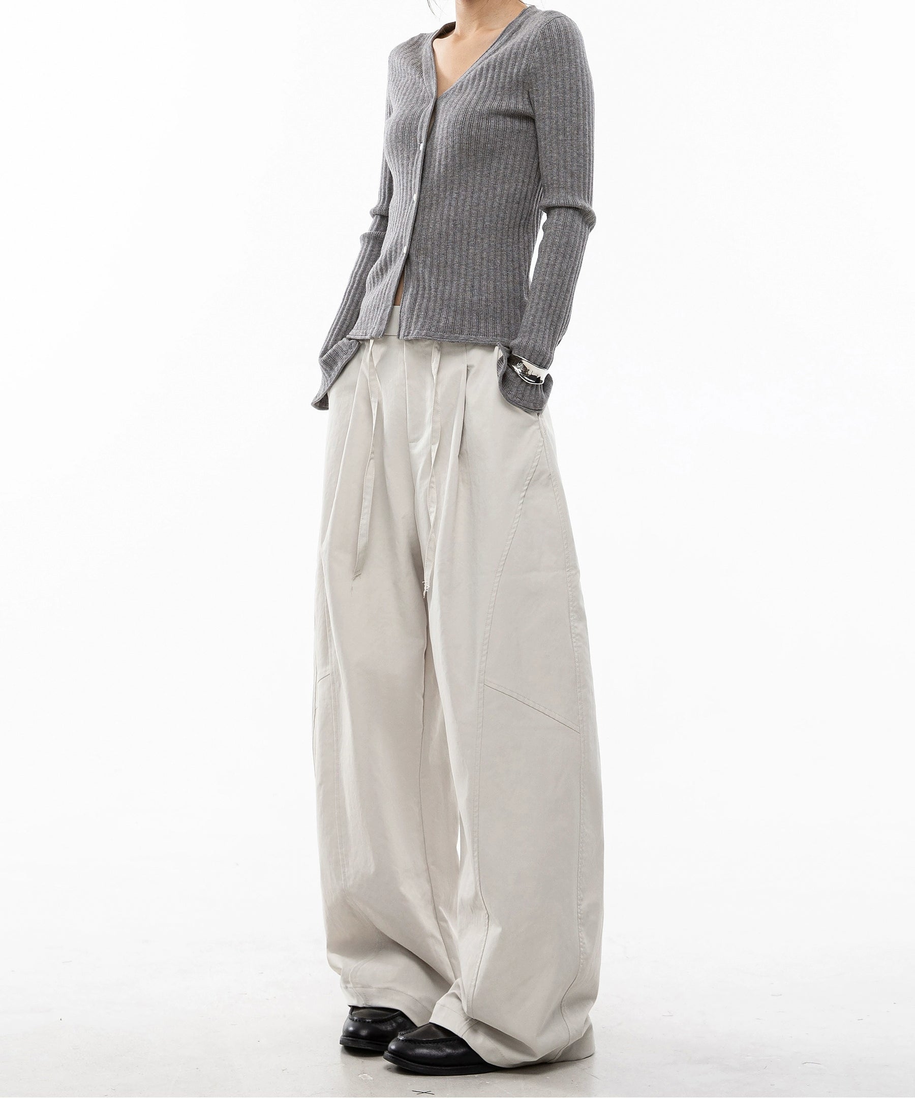 ICH MODE 美式复古弯刀休闲裤女宽松慵懒直筒裤子百搭阔腿运动裤