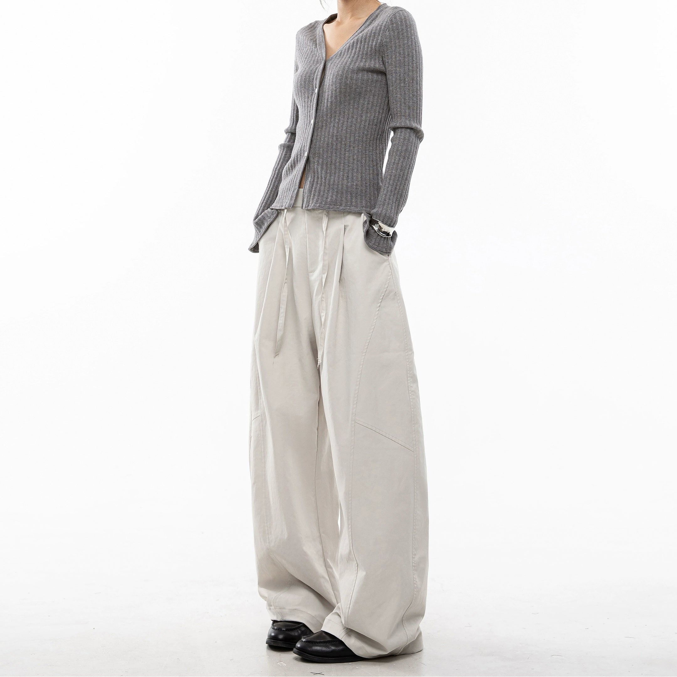 ICH MODE 美式复古弯刀休闲裤女宽松慵懒直筒裤子百搭阔腿运动裤